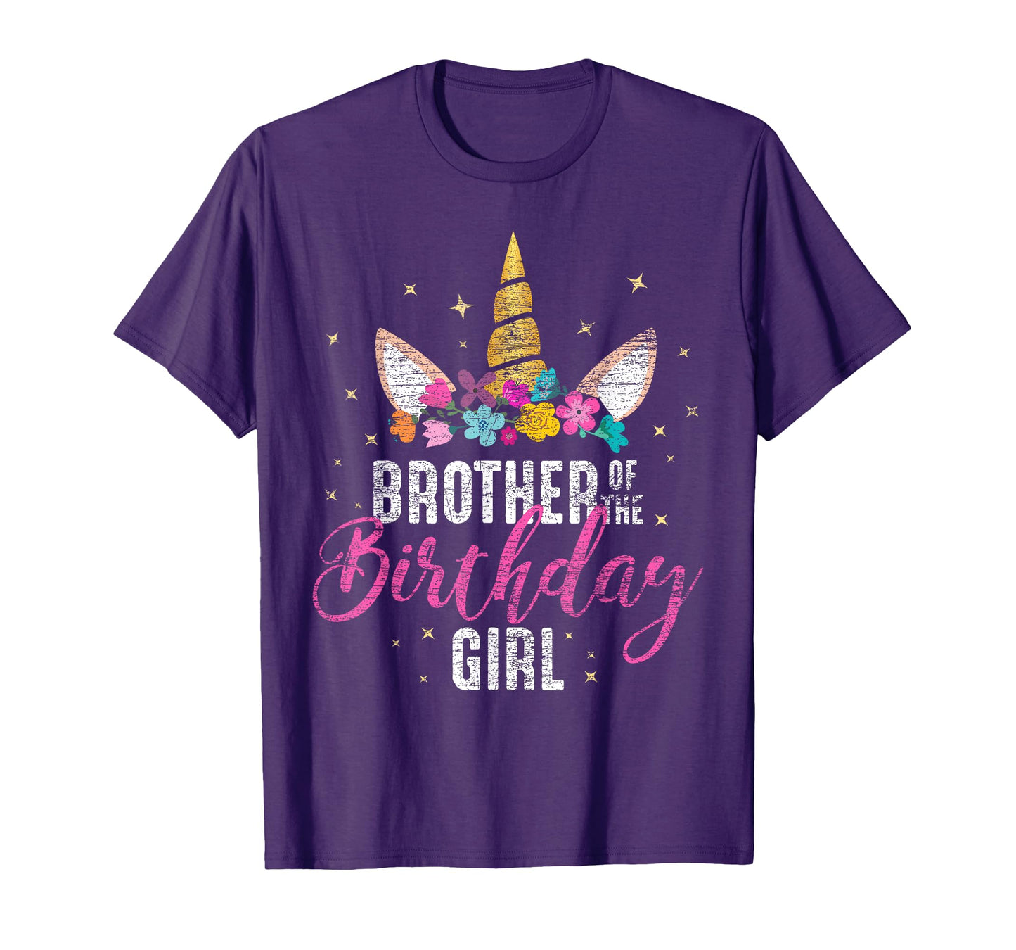 Brother Of The Birthday Girl Sibling Gift Unicorn Birthday T-Shirt