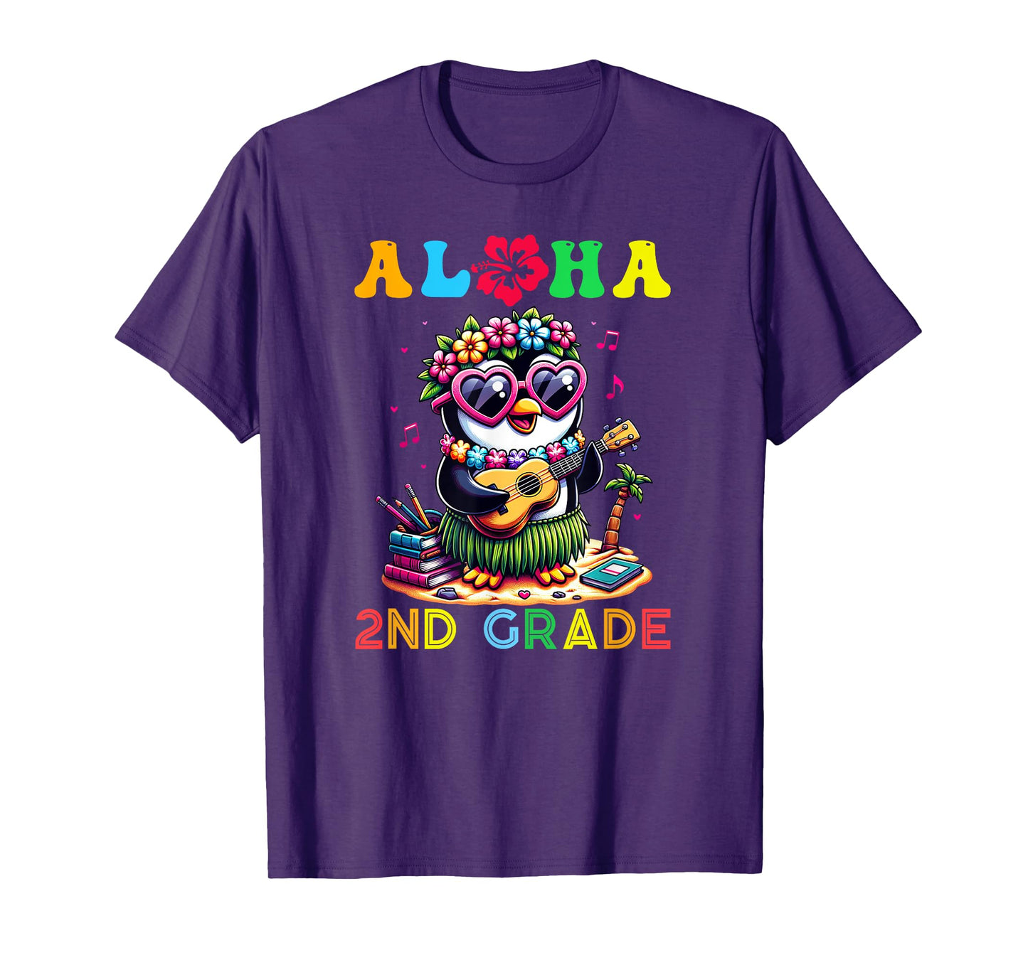 Aloha Second Grade Penguin Hawaii Back to School Kids Girl T-Shirt