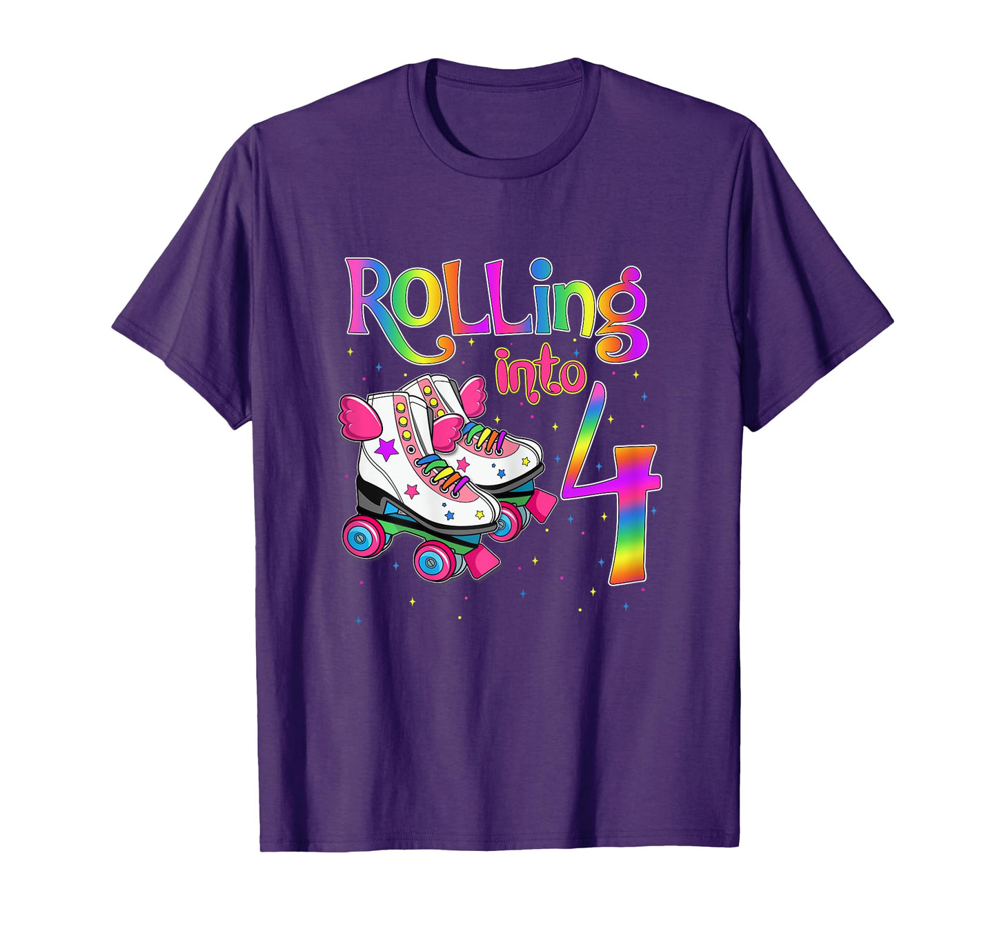 Rolling Into 4 years Let's Roll I'm Turning 4 Roller Skate T-Shirt