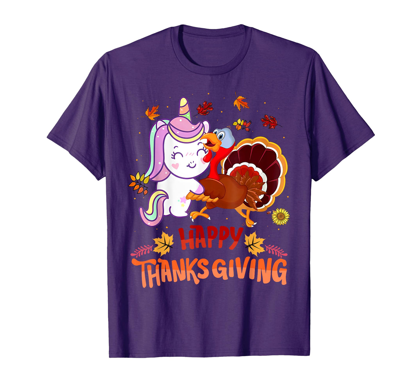 Unicorn Thanksgiving Shirt Girls Kids Toddler Turkey Unicorn T-Shirt