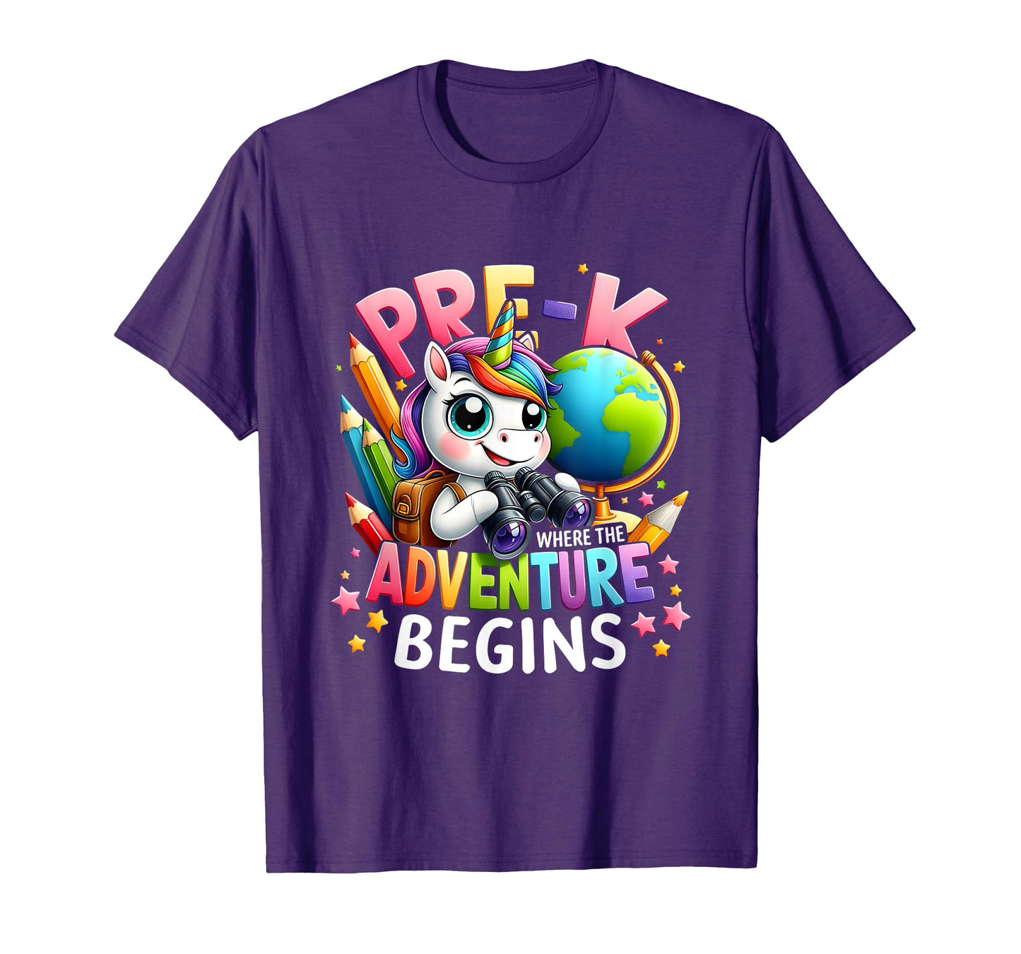 Cute Unicorn School Teacher Pre-K Where The Adventure Begins T-Shirt for Men Women Kids