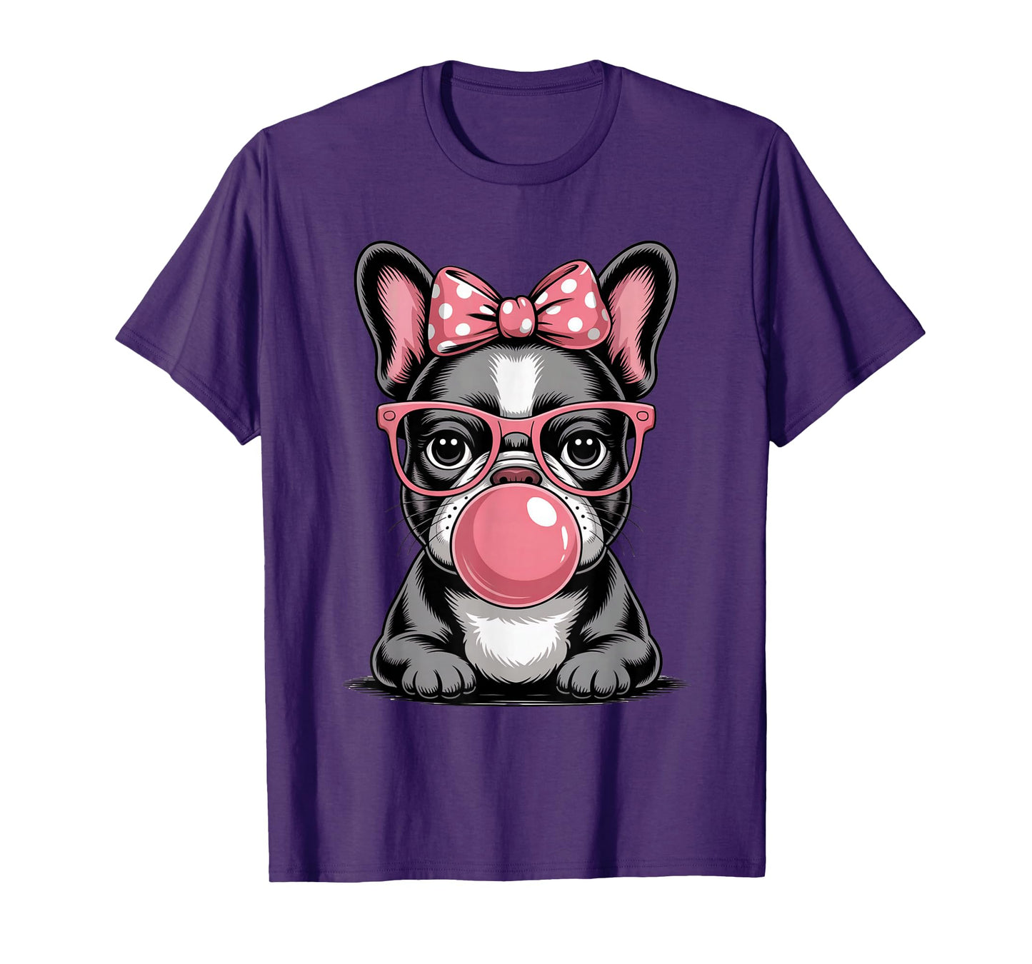 Cute French Bulldog Bubble Gum For Women Vintage Frenchie T-Shirt