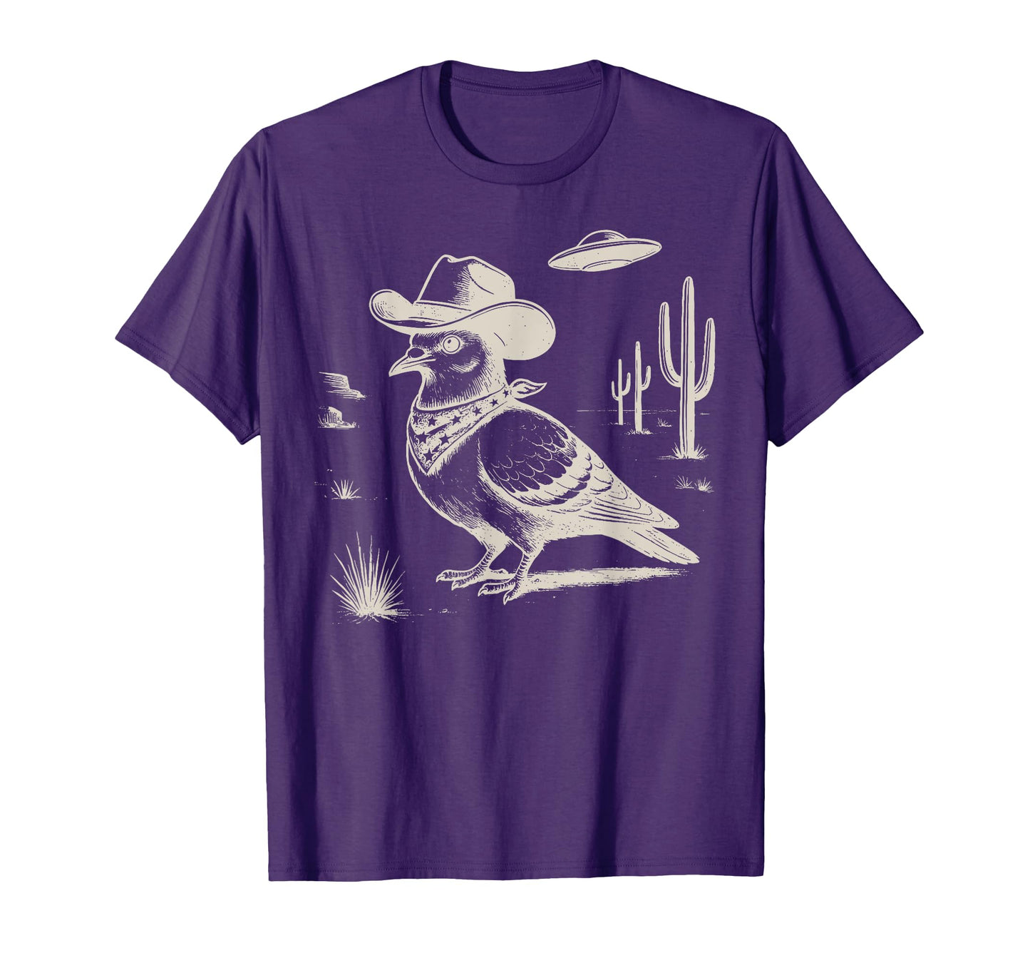 Pigeon Cowboy Hat Western Country UFO Vintage 90s Bird Lover T-Shirt