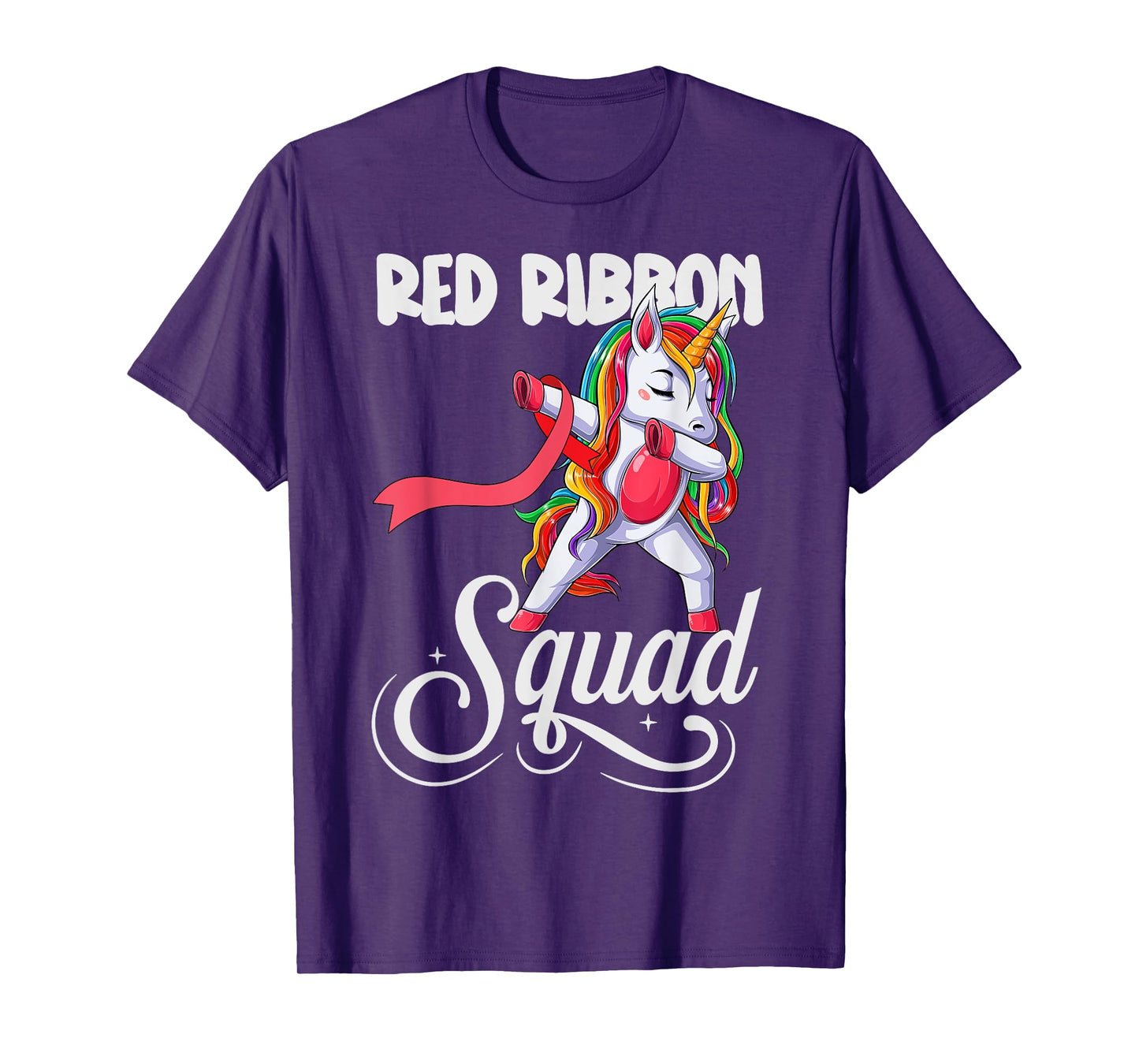 Dabbing unicorn We Wear Red For Red Ribbon Week Awareness T-Shirt