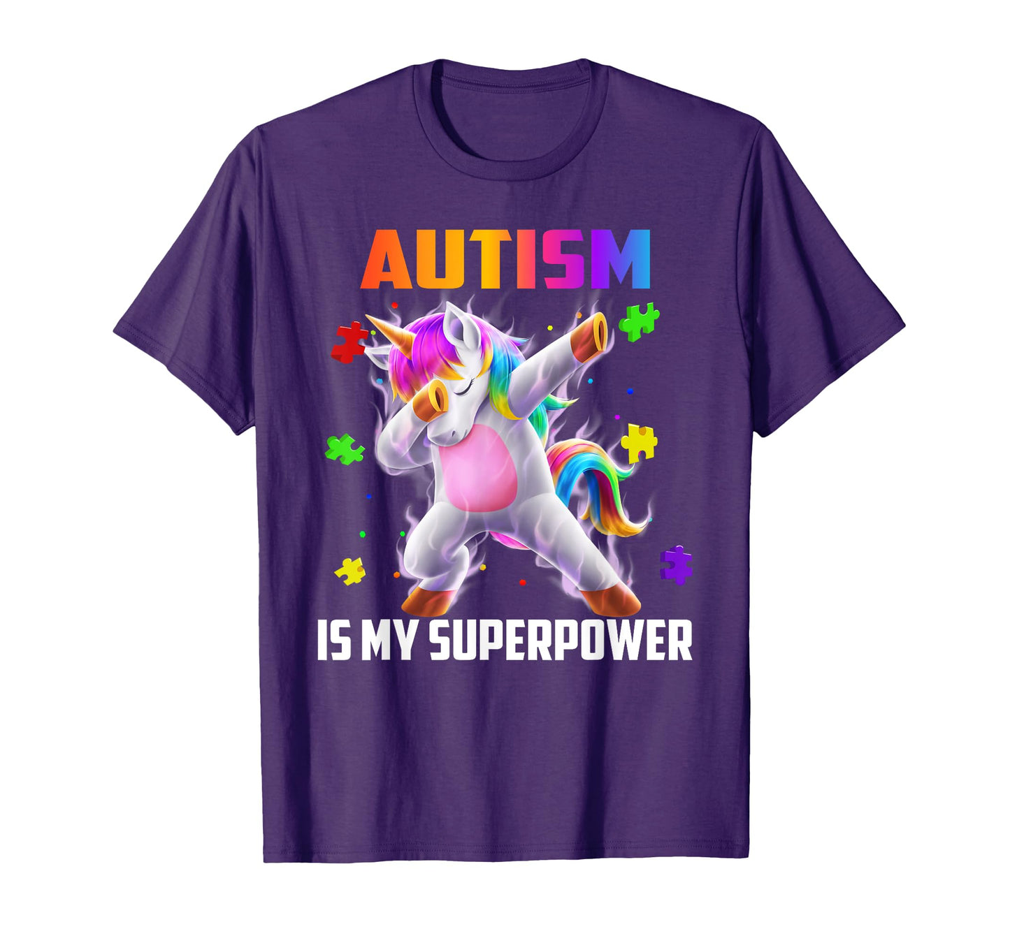 Autism Is My Superpower Dabbing Unicorn Gift Kids Boys Girls T-Shirt