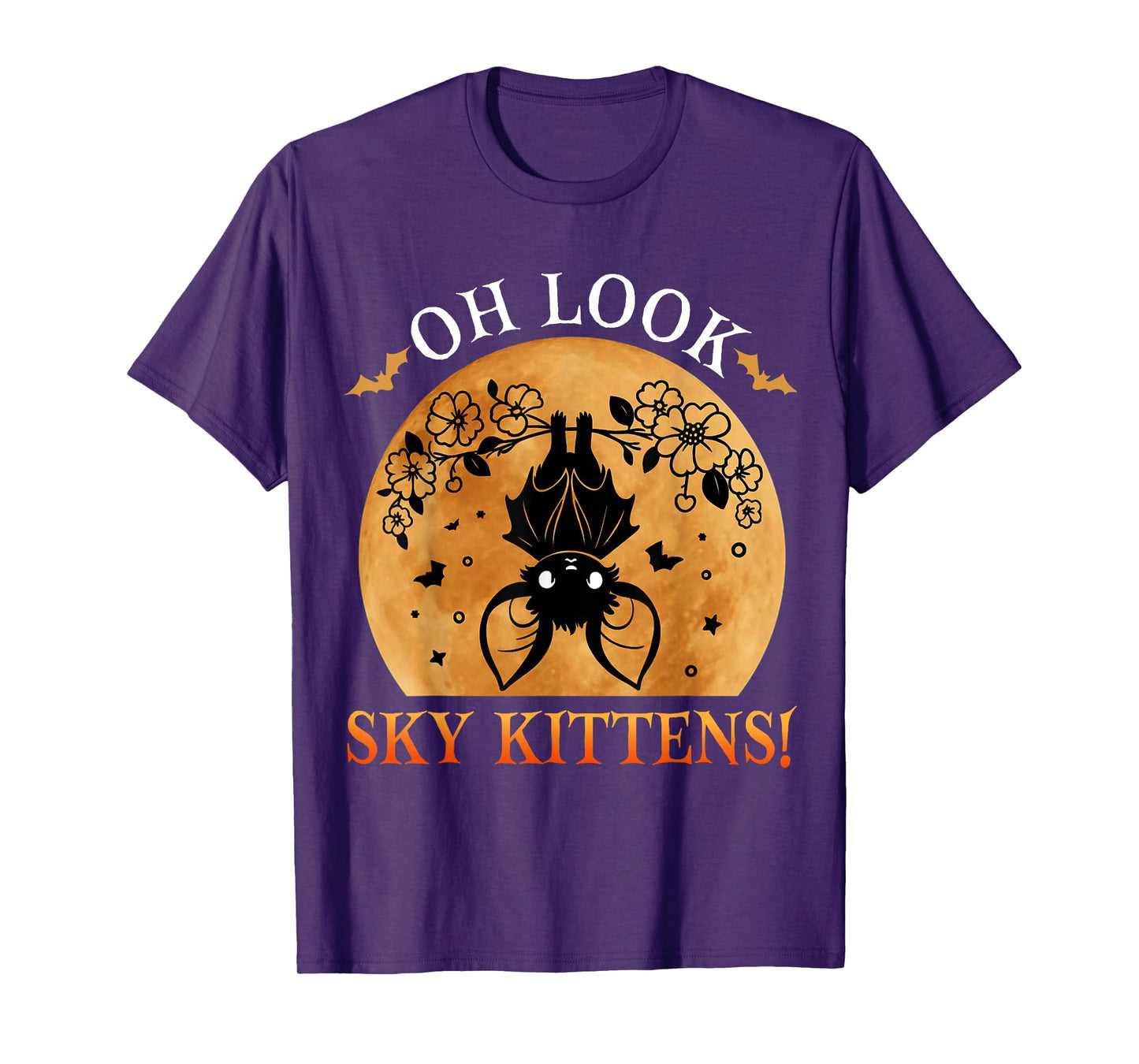 Oh Look Sky Kittens Funny Bat Lovers Halloween Costume Kids T-Shirt