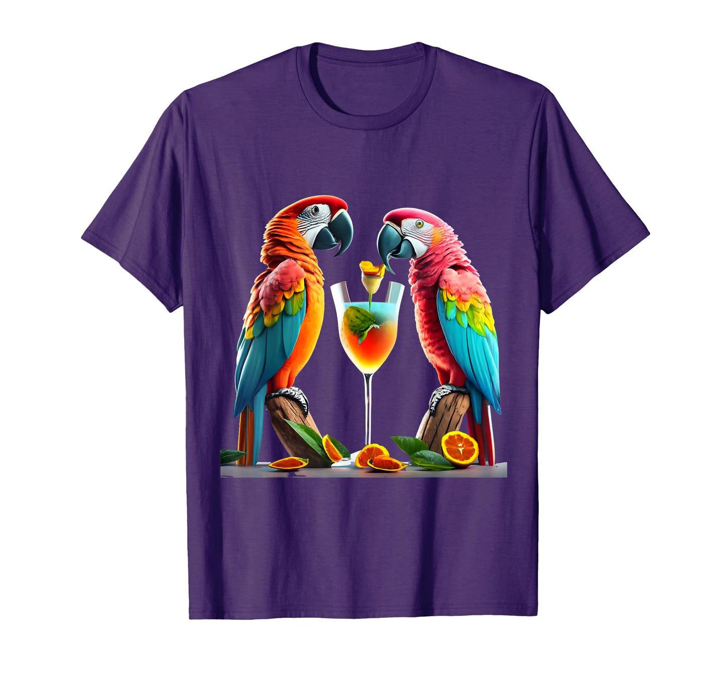 Parrots drinking a Margarita cocktail Summer Beach Vacation T-Shirt for Men Women