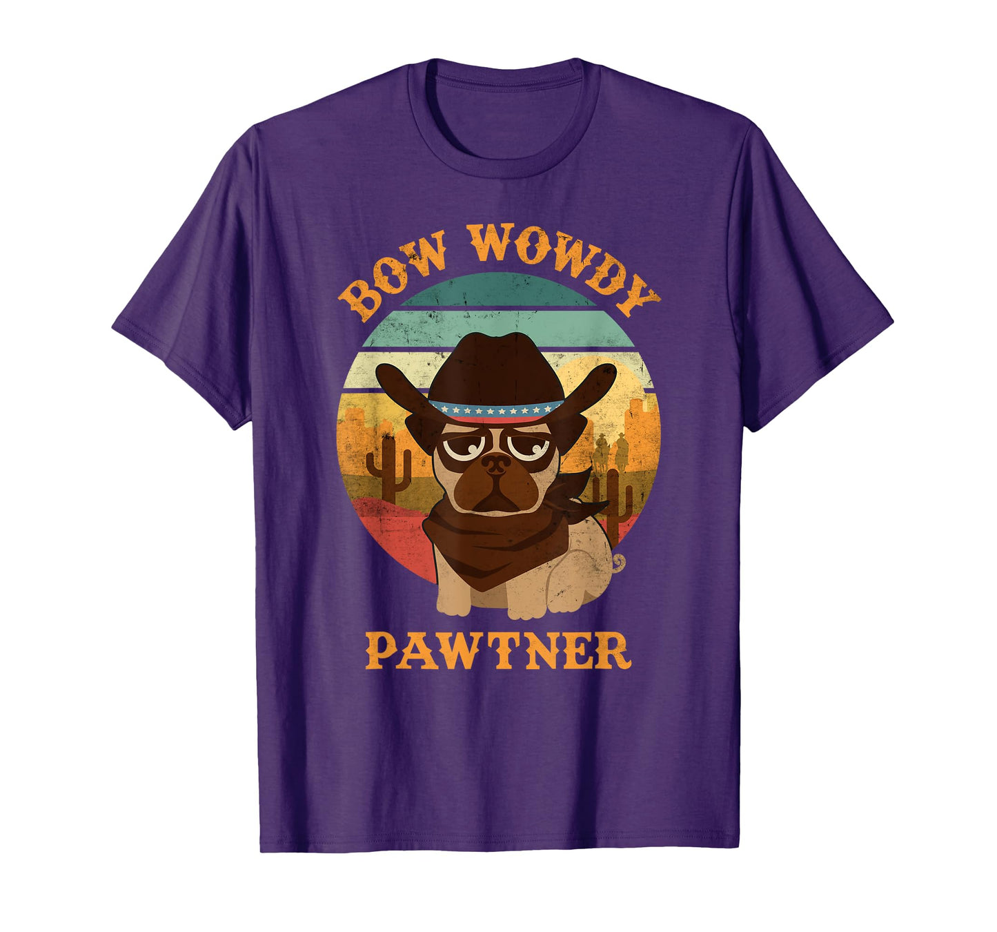 Bow Wowdy Pawtner cute cowboy dog dawg vintage western Tee T-Shirt
