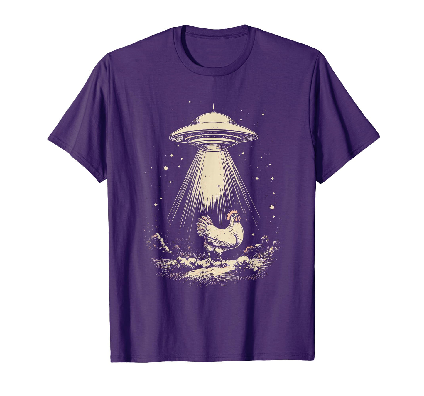 Funny UFO Chicken Abduction Vintage Alien Beam Chicken Lover T-Shirt