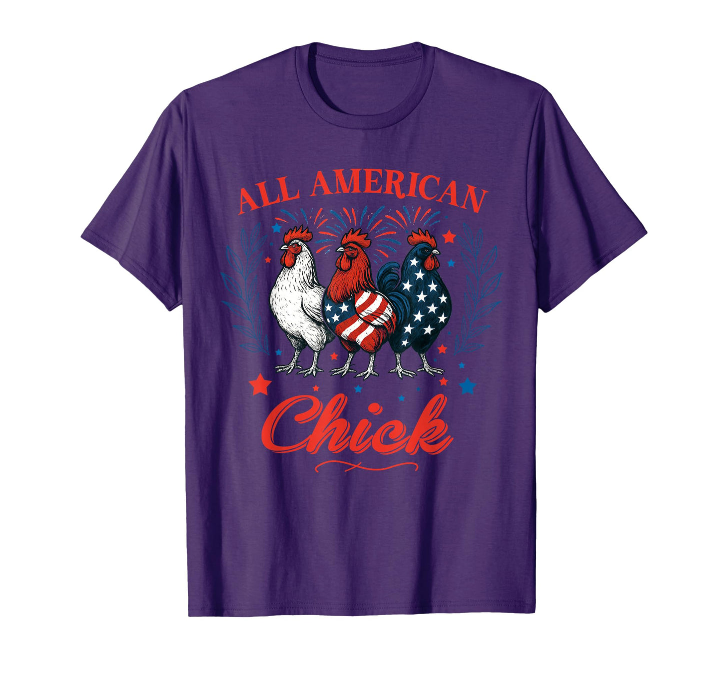 All American Chick Red White Blue Chicken 4th of July Mens T-Shirt