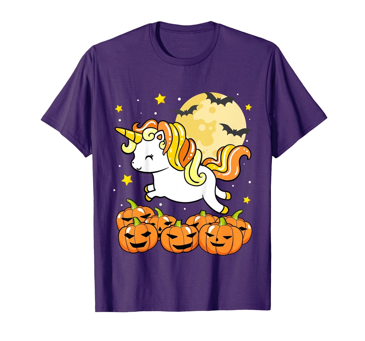 Kids Girls Unicorn Halloween Jack O Lantern Moon Pumpkin Toddler T-Shirt
