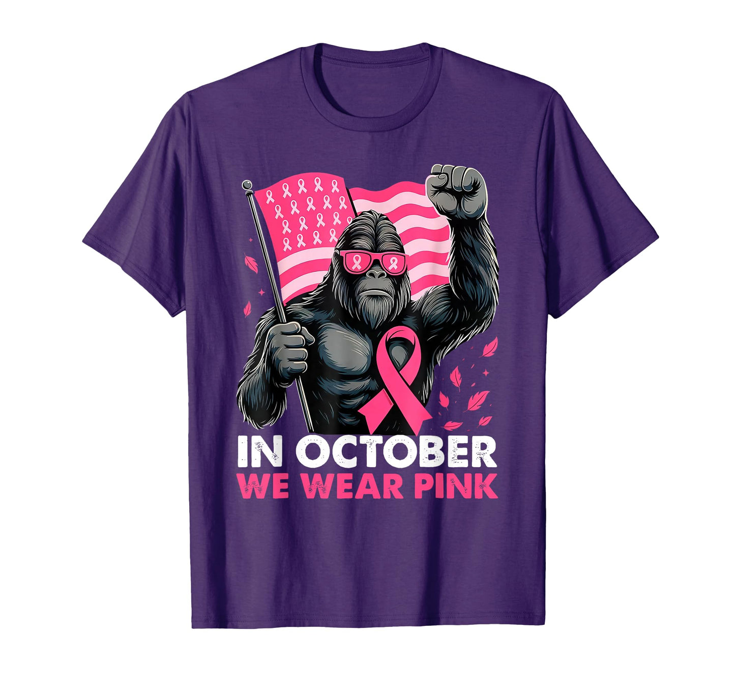 Bigfoot Breast Cancer Awareness Month Pink Ribbon Women Men T-Shirt