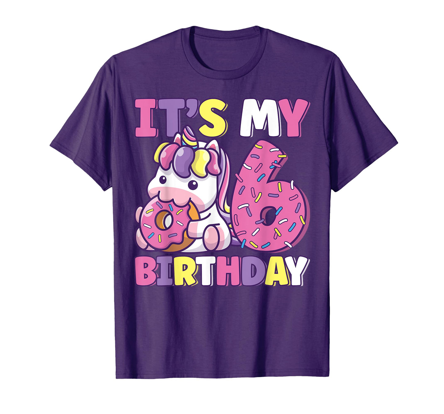 It's My 6th Birthday Party Cute Girls Donut Birthday Unicorn T-Shirt