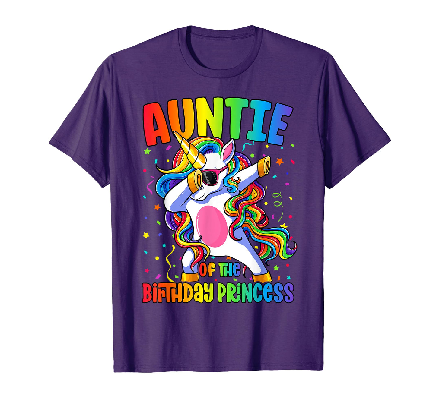 Auntie of the Birthday Princess Girl Dabbing Unicorn T-Shirt