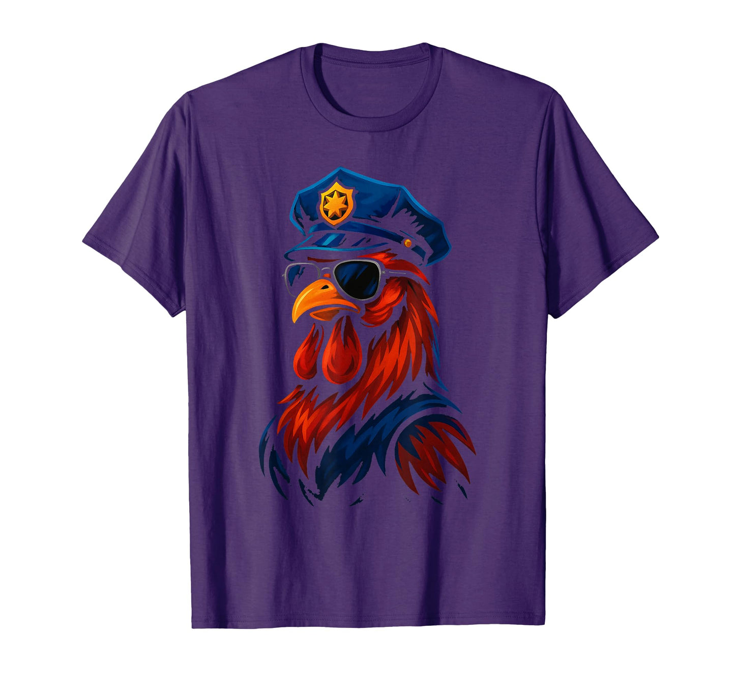 Funny Chicken Police Officer Cartoon Cop Costume Rooster T-Shirt