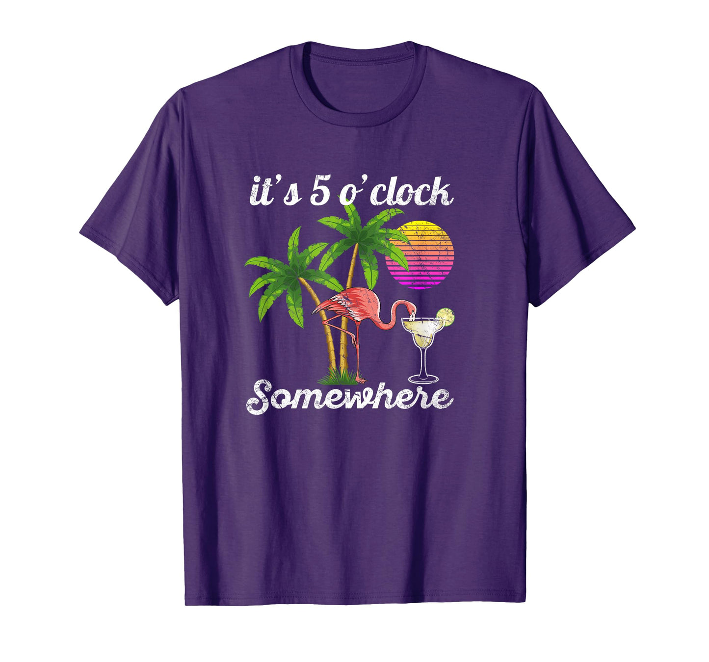 it's 5 o'clock somewhere. Tropical Flamingo margarita T-Shirt