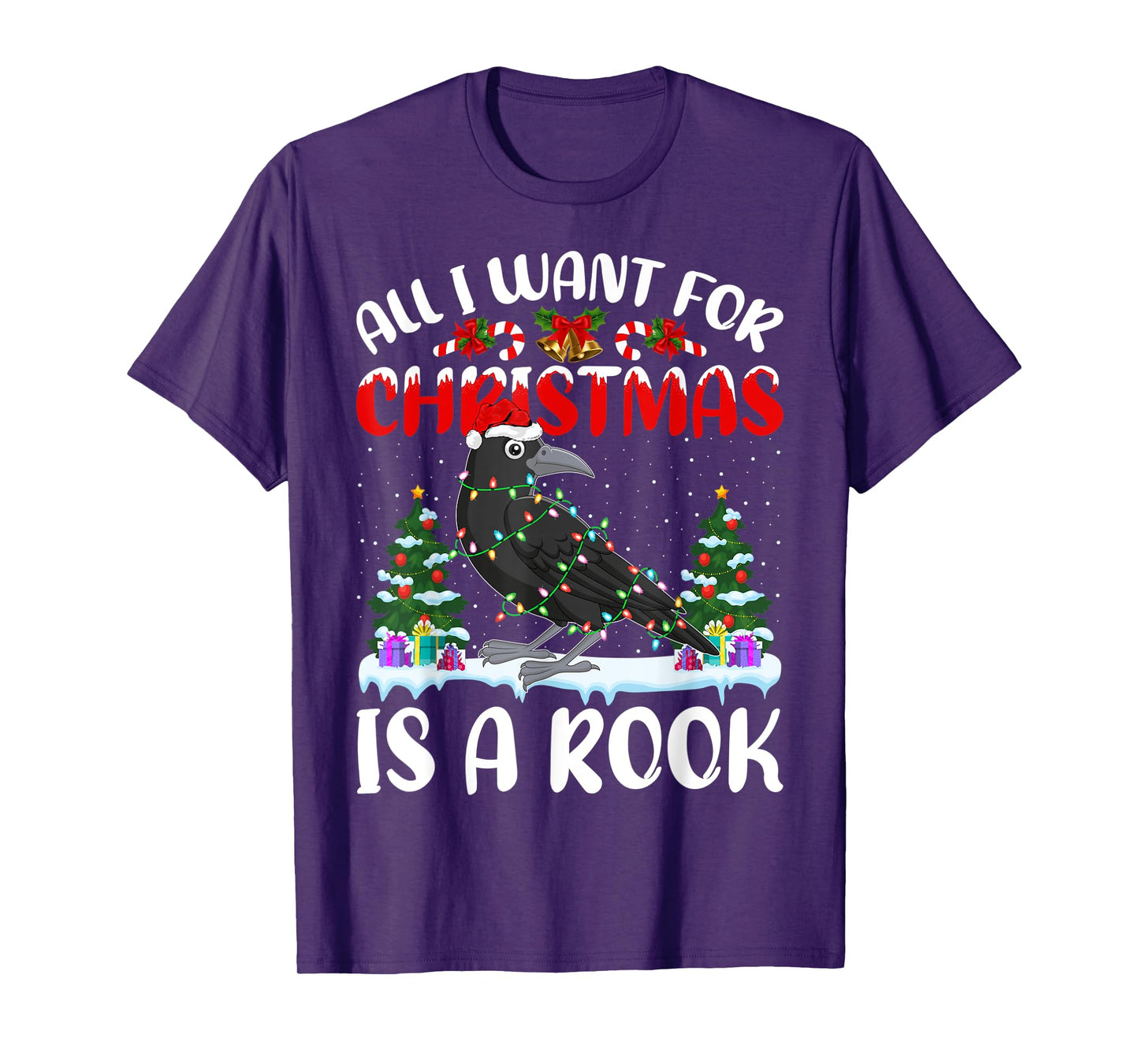Funny Santa Hat All I Want For Christmas Is A Rook Bird T-Shirt
