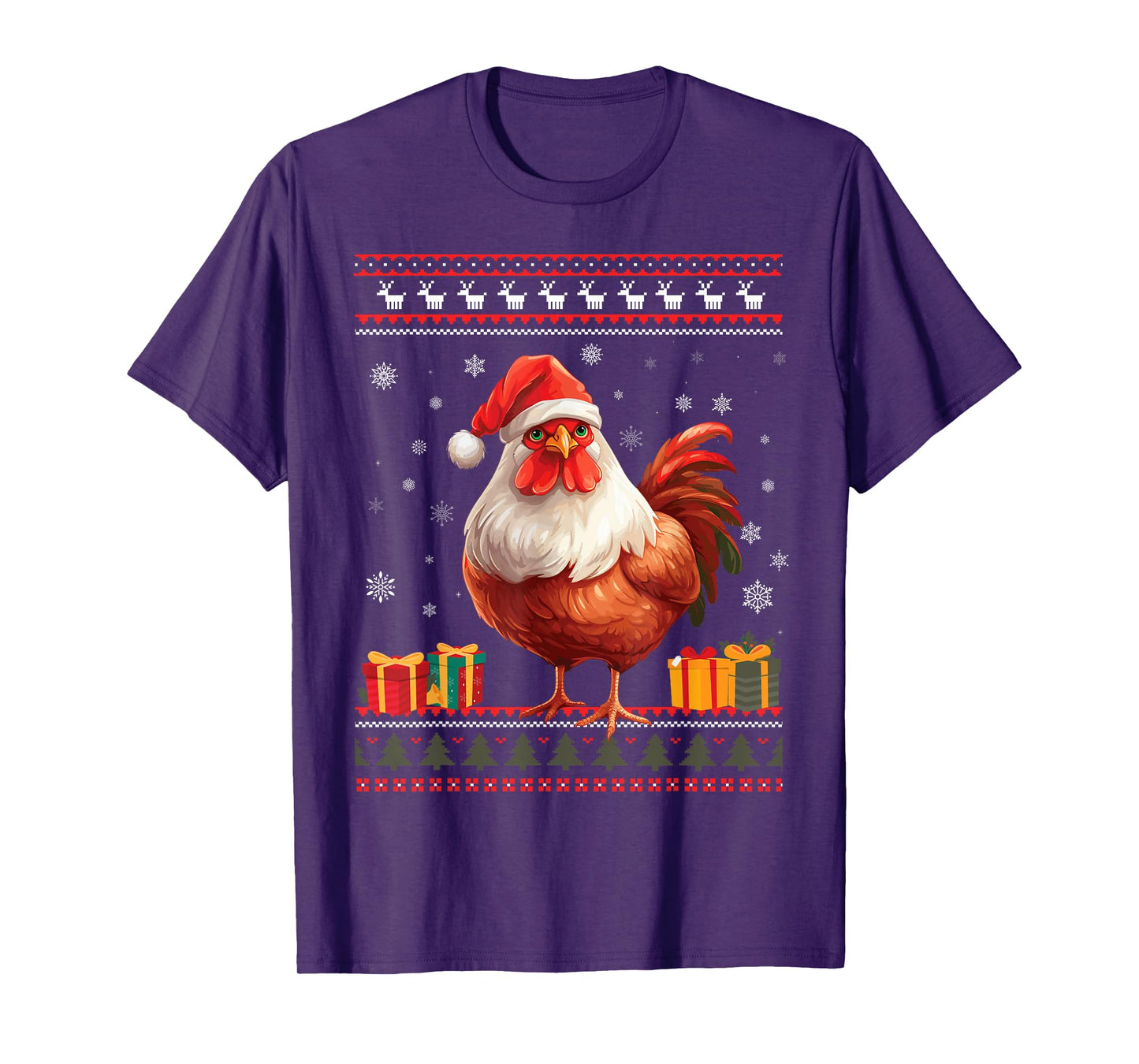 Christmas Chicken Santa Hat Men Women Ugly Christmas Sweater T-Shirt