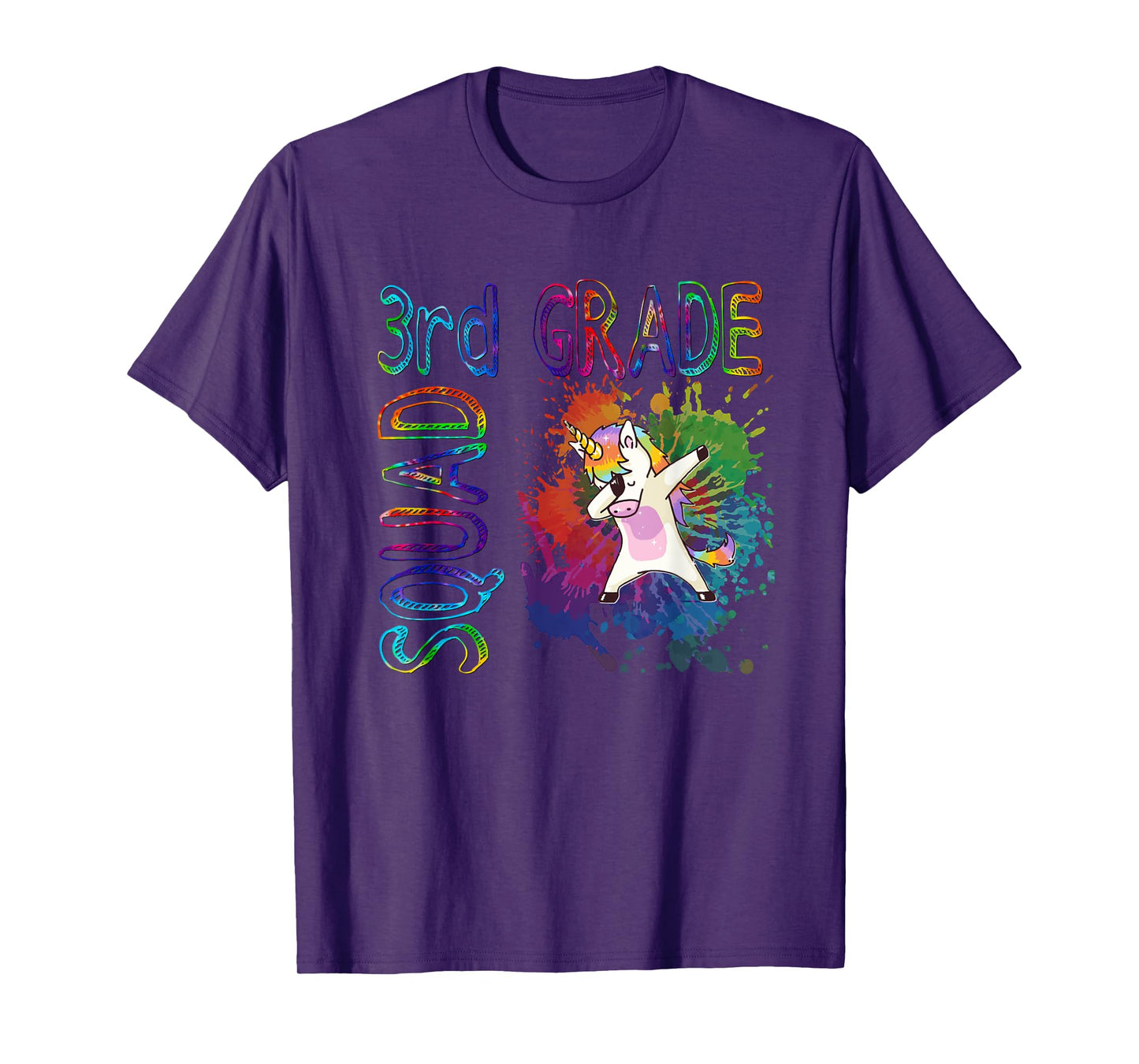3rd Grade Squad Third Grade Dabbing Unicorn Tie Dye Design T-Shirt