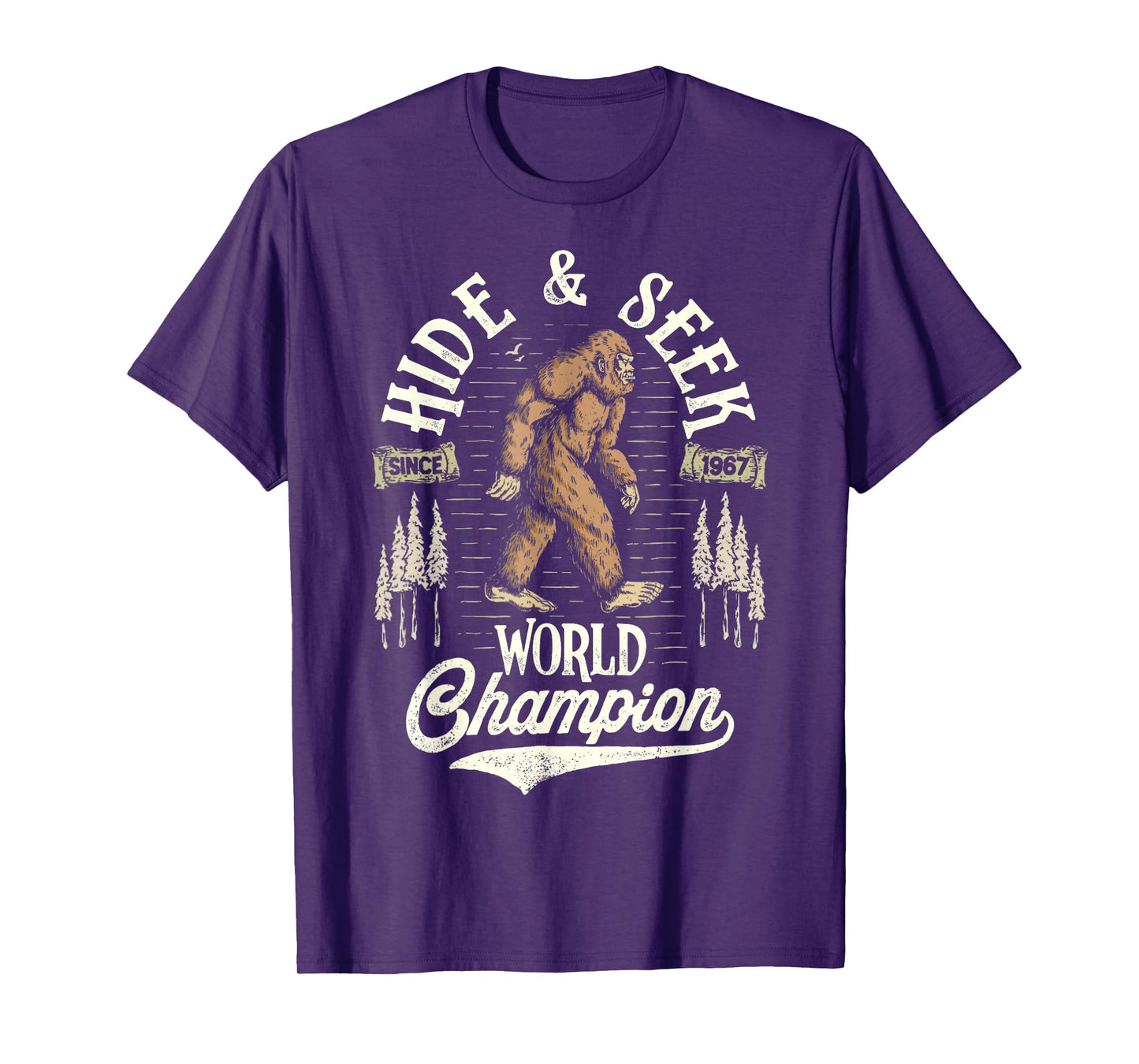Bigfoot Hide And Seek World Champion Sasquatch Retro Vintage T-Shirt