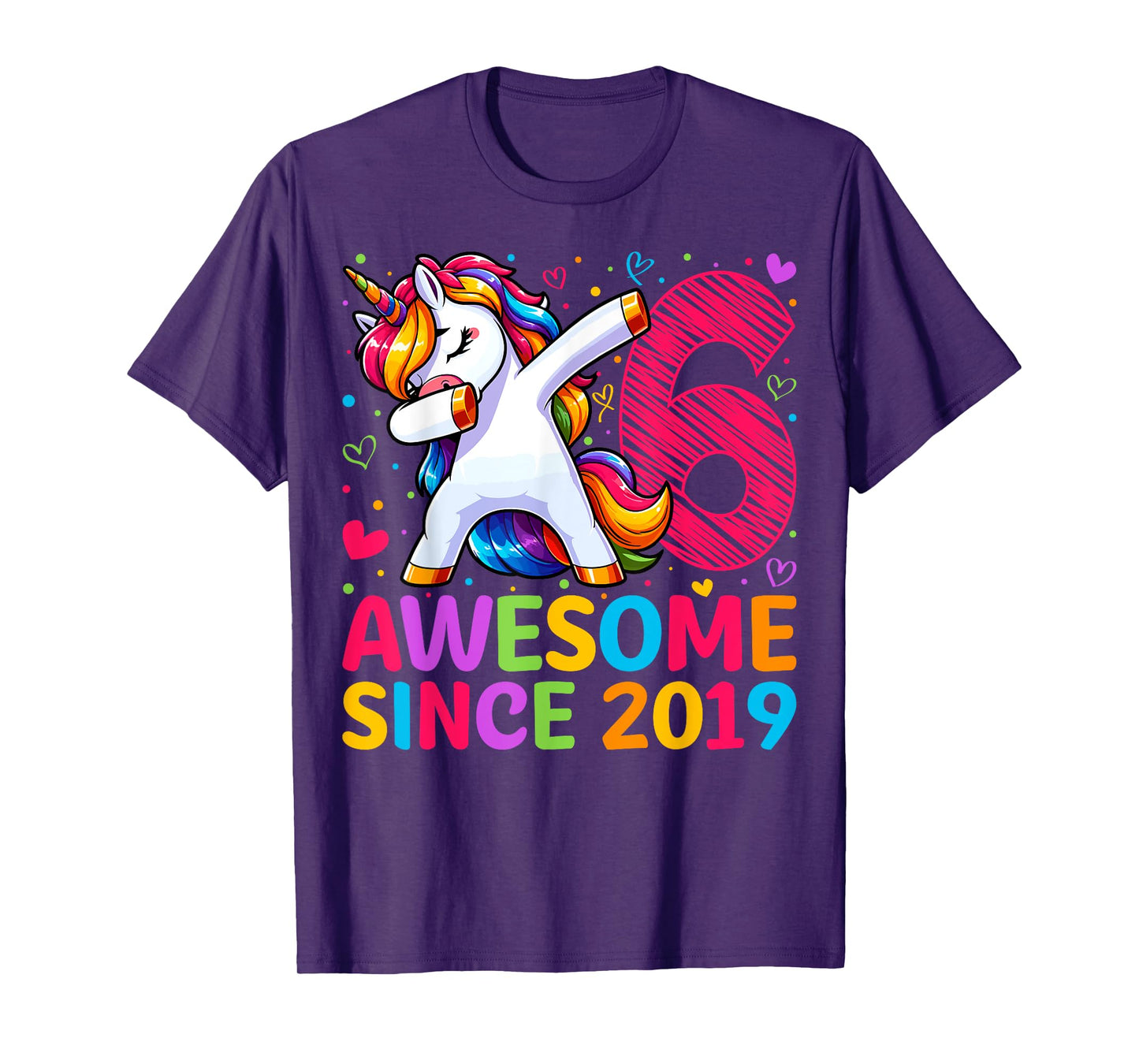 6 Year Old Unicorn Dabbing 6th Birthday Girl Party T-Shirt