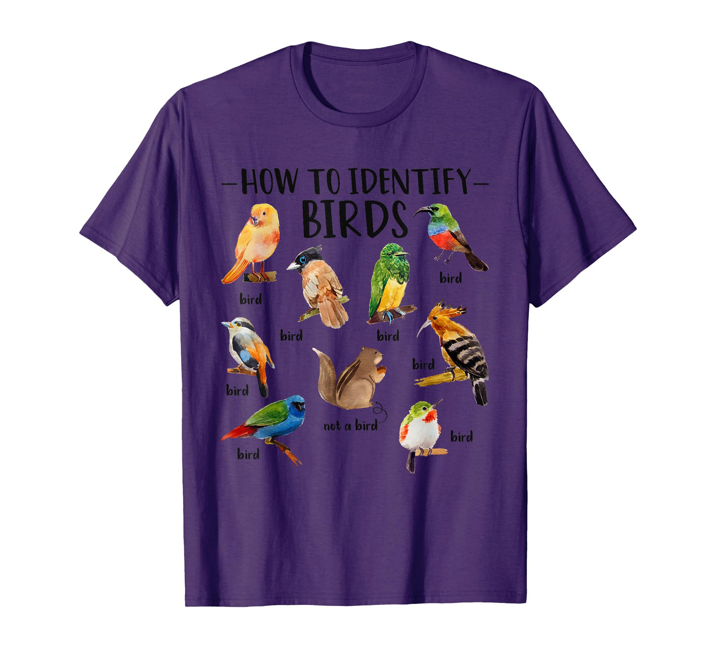 How To Identify Birds Squirrel Funny Bird Lover Birdwatcher T-Shirt