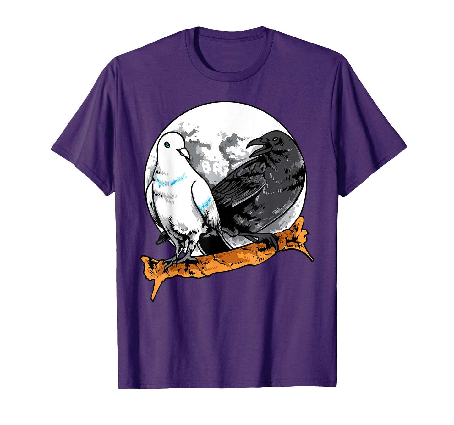 Dove and Crow Ying Yang Raven Birds Spirit Animals Moon T-Shirt