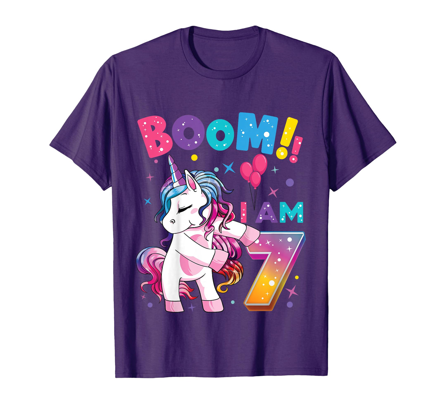 7 Years Old Unicorn Flossing 7th Birthday Girl Unicorn Party T-Shirt
