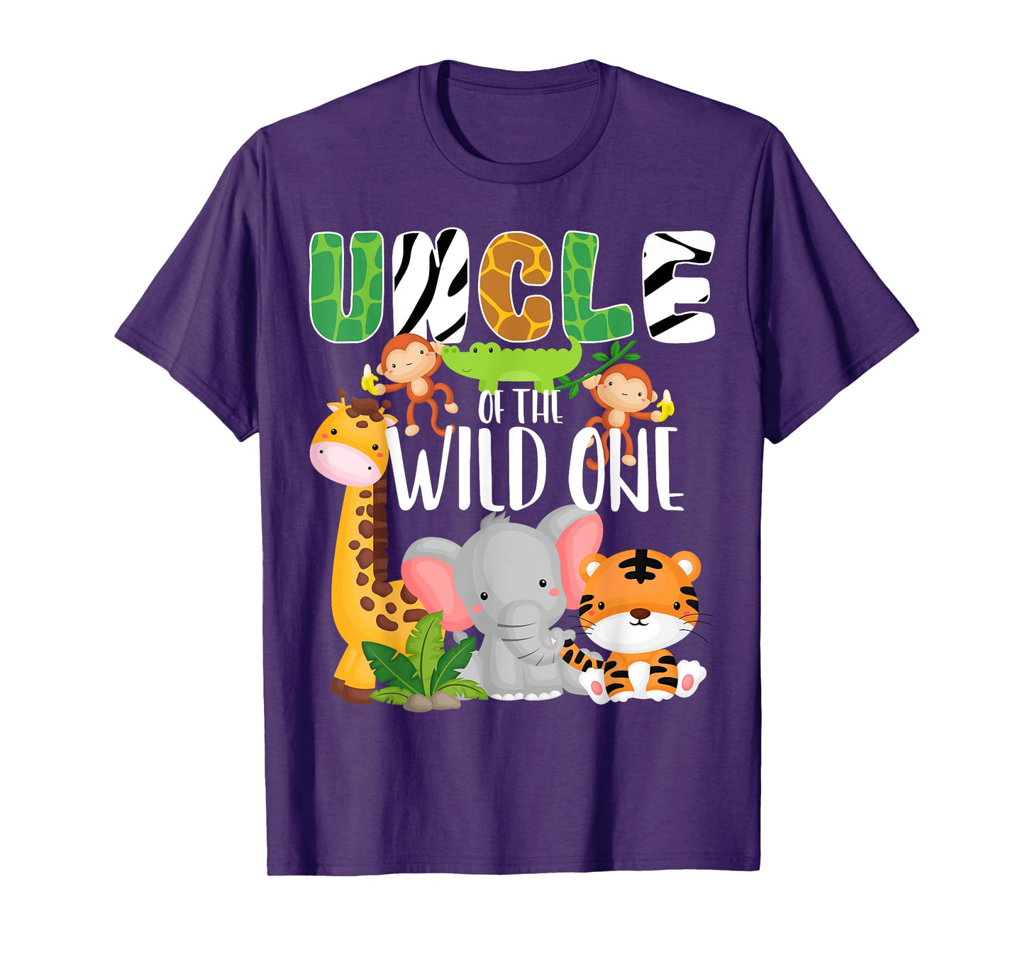 Uncle of the Wild One Zoo Theme Birthday Safari Animals T-Shirt