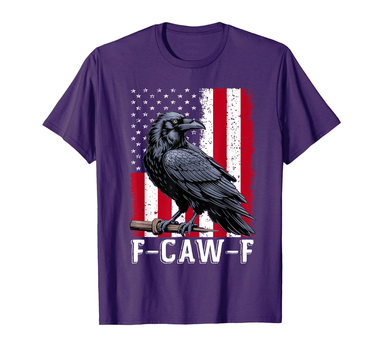 F-Caw-F Black Crow Black Bird Retro USA Flag Vintage F-Caw-F T-Shirt