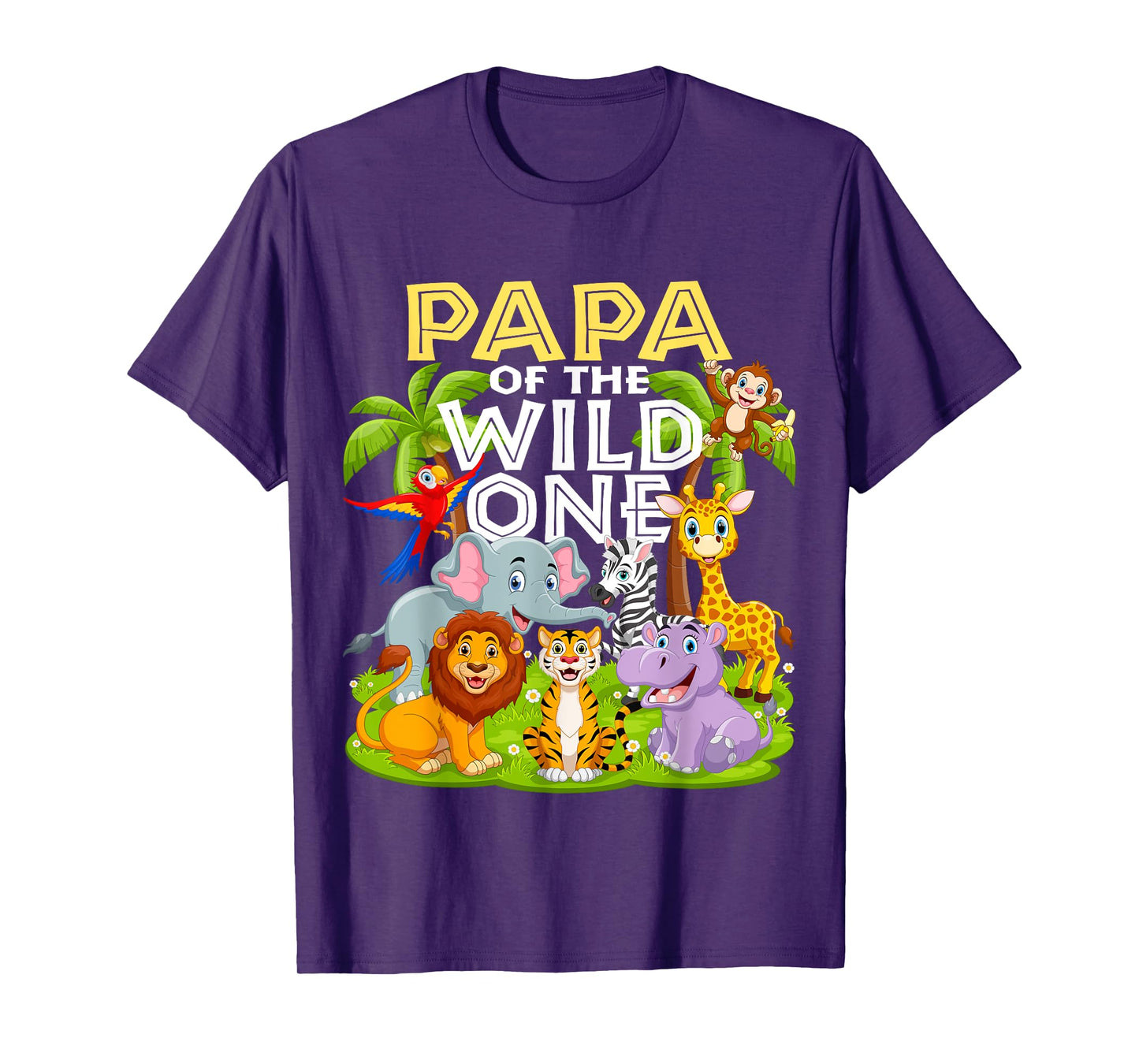 Papa Of The Wild One 1st Birthday Zoo Animal Safari Jungle T-Shirt