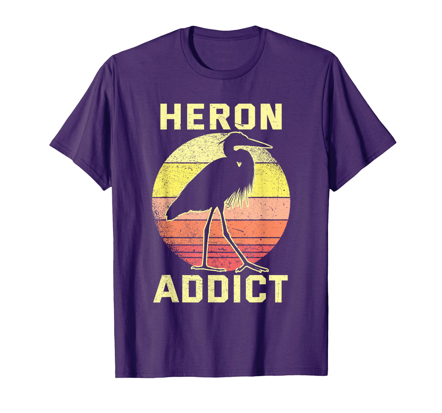 Retro Birding Heron Addict Blue Heron T-Shirt