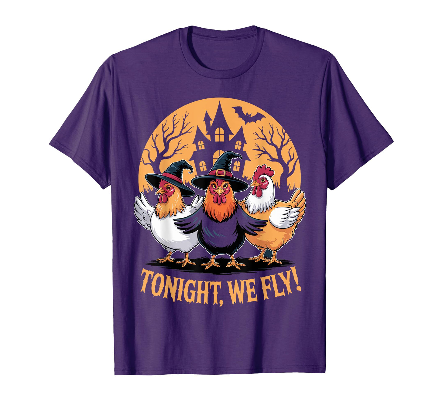 Tonight We Fly Funny Chicken Witches Halloween Humor T-Shirt