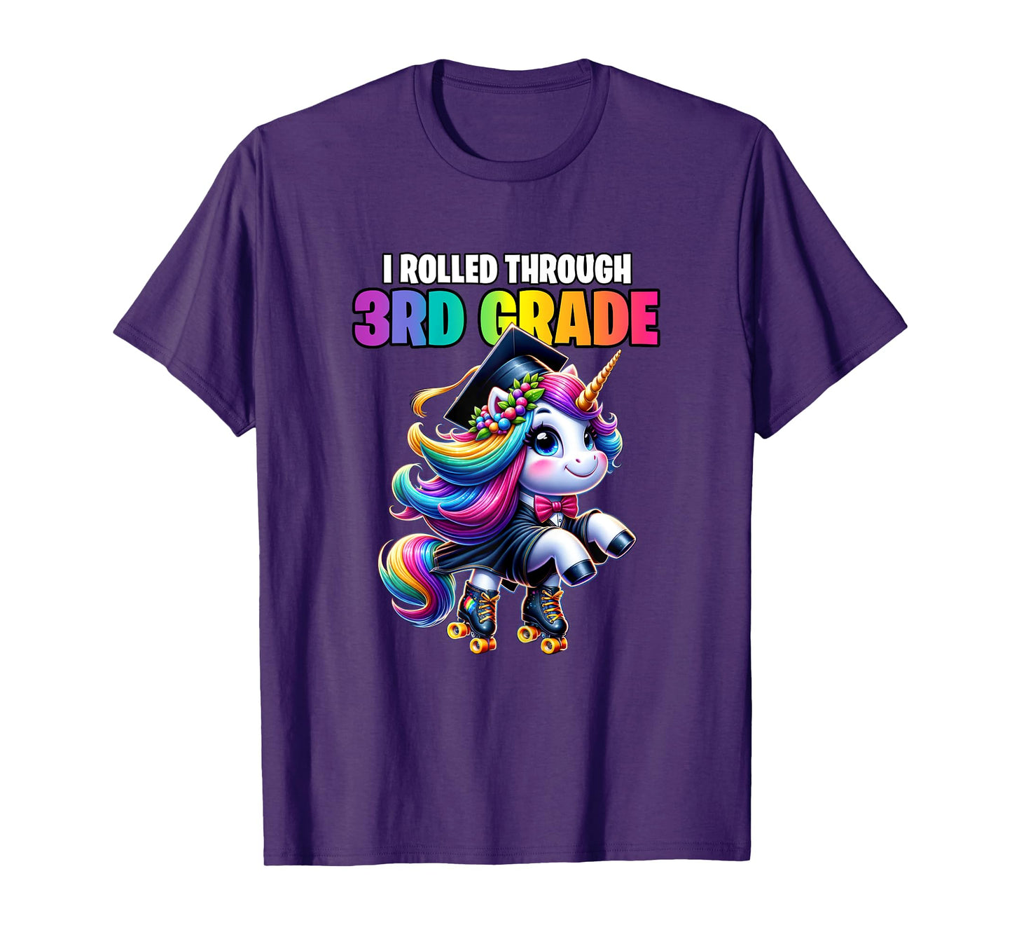 Graduation 3rd Grade Unicorn Roller Skate Girls Grad T-Shirt