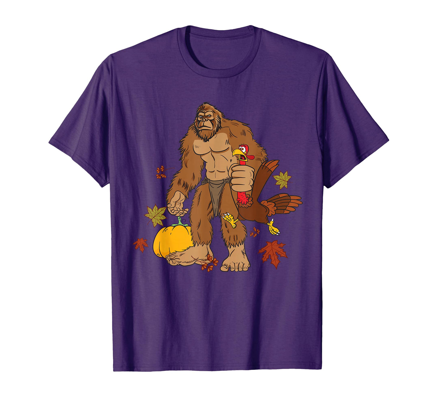 Bigfoot Pilgrim Turkey Pumpkin Thanksgiving Day Boys Men T-Shirt