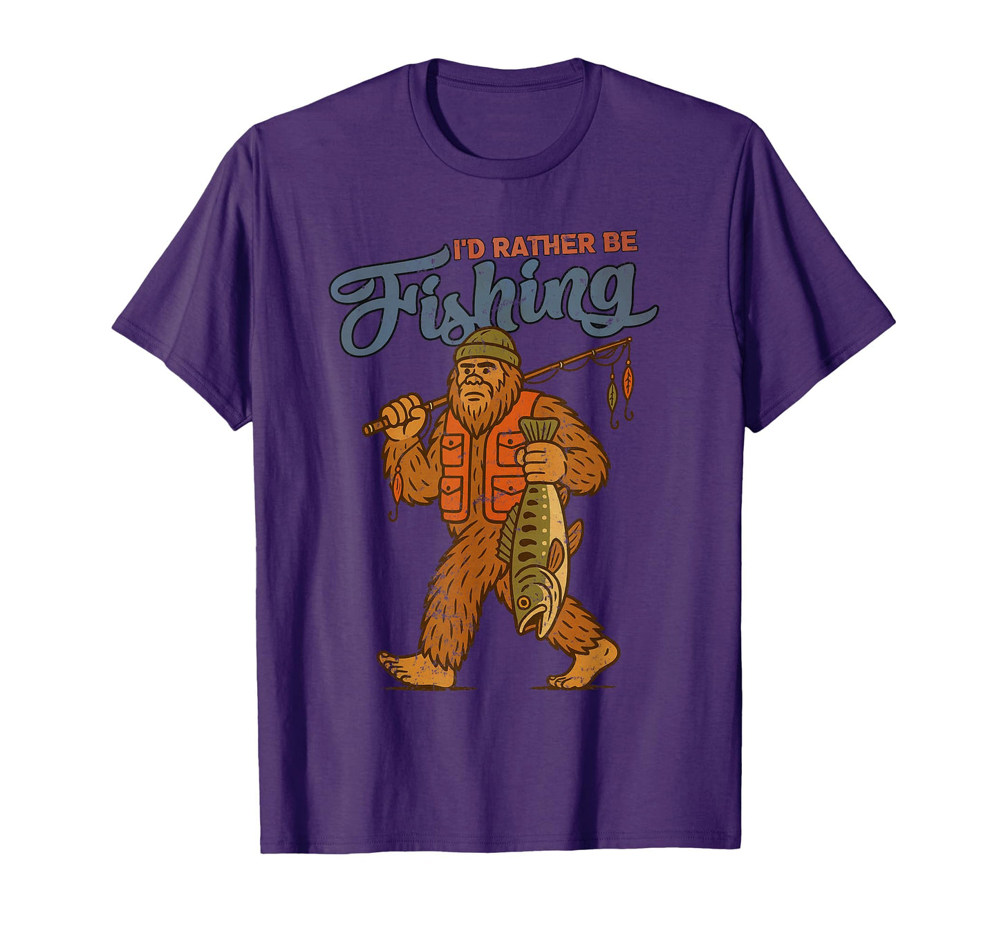 I'd Rather Be Fishing Bigfoot Sasquatch Fishing Men Boys T-Shirt