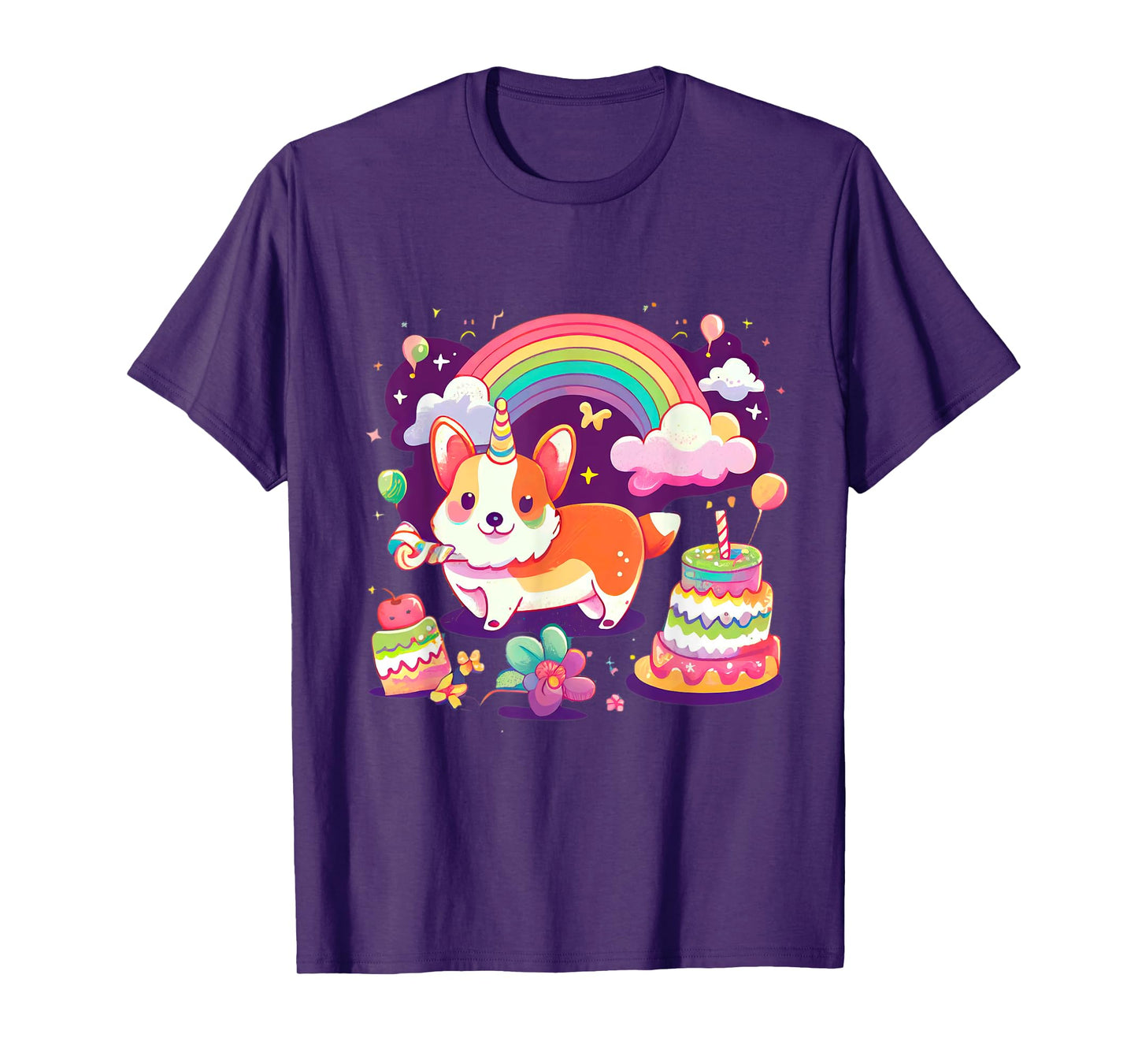 Corgi Unicorn Rainbow Cake T-Shirt