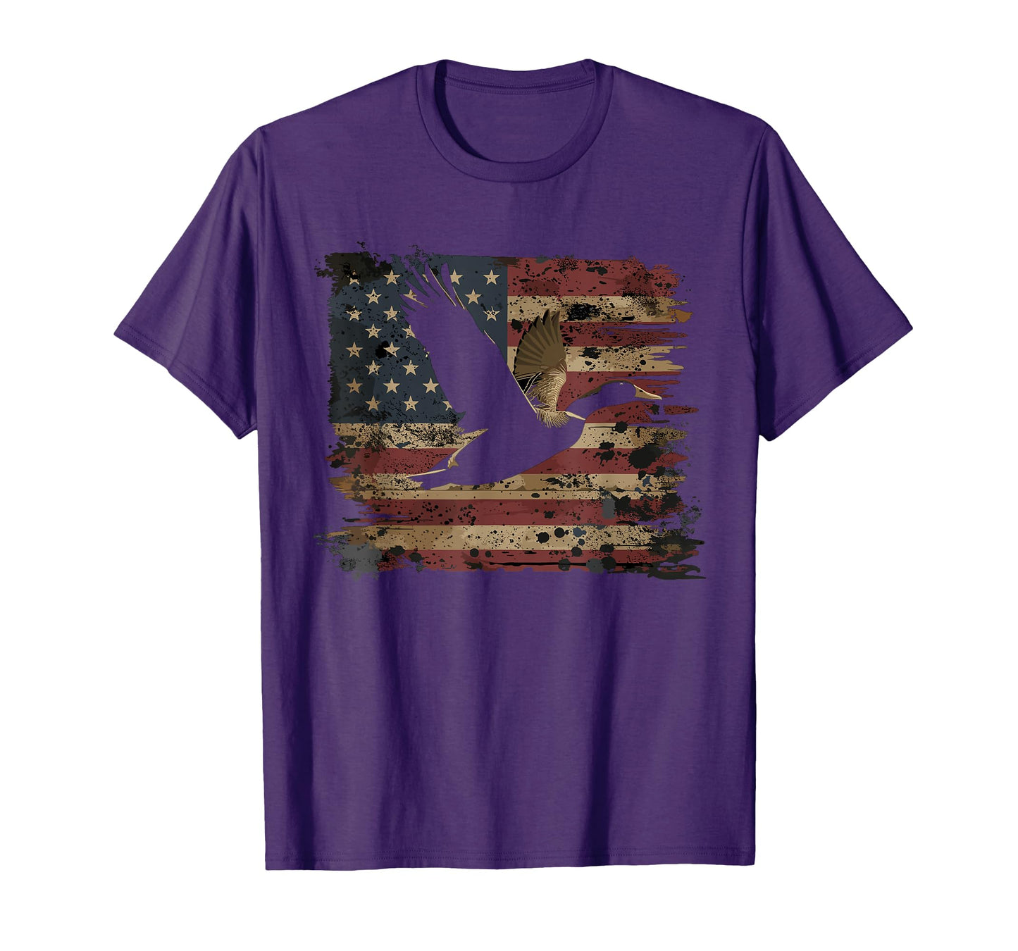 Duck Hunting 4th Of July USA American Flag T-Shirt