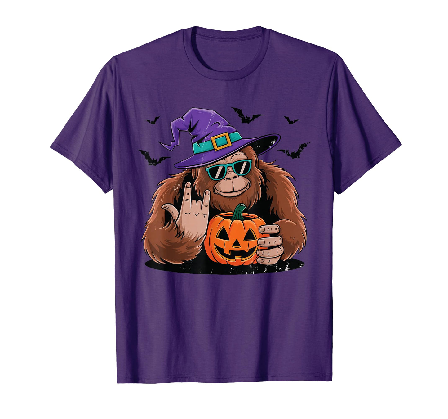 Halloween Bigfoot Sasquatch Witch Pumpkin Funny Rock Spooky T-Shirt