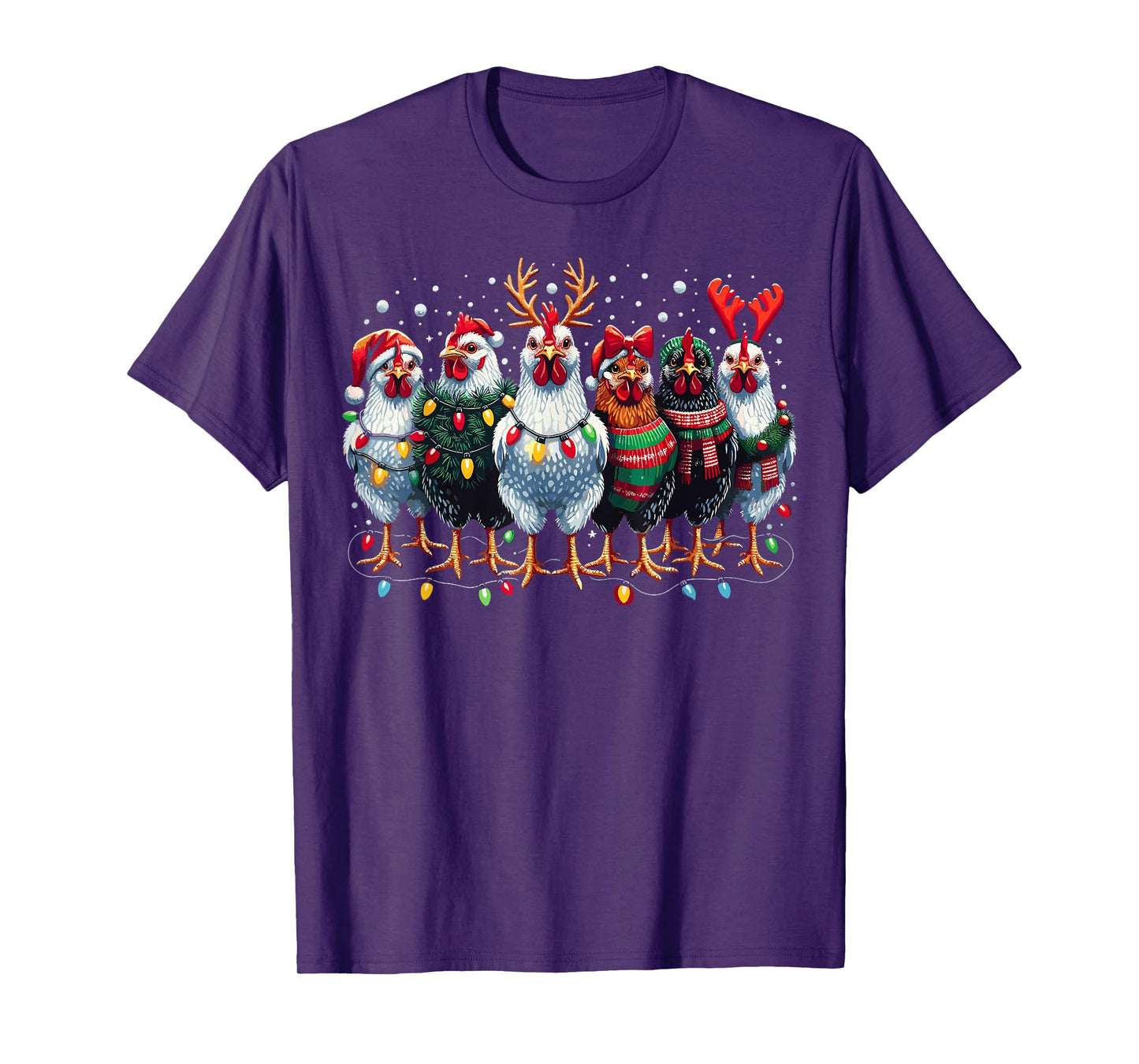 Chicken Christmas Lights Farm Xmas T-Shirt