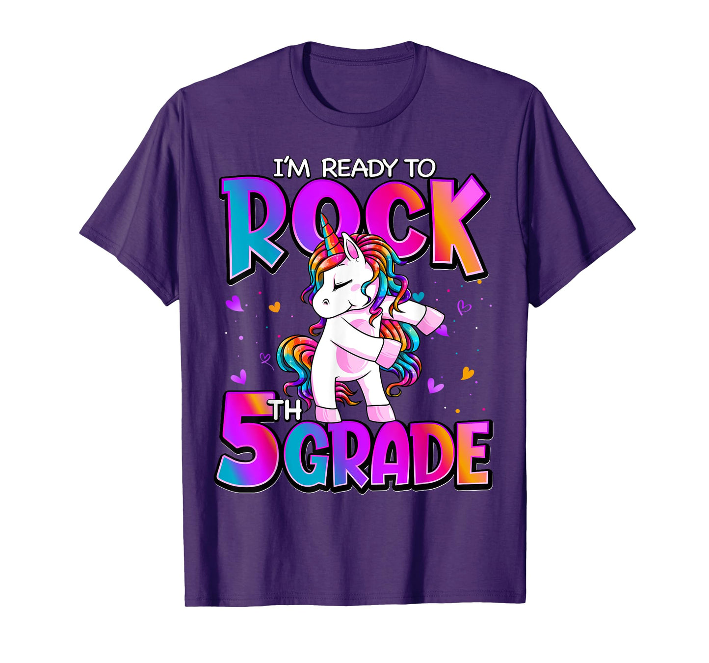 I'm Ready To Rock 5th Grade Unicorn Back To School Girls T-Shirt
