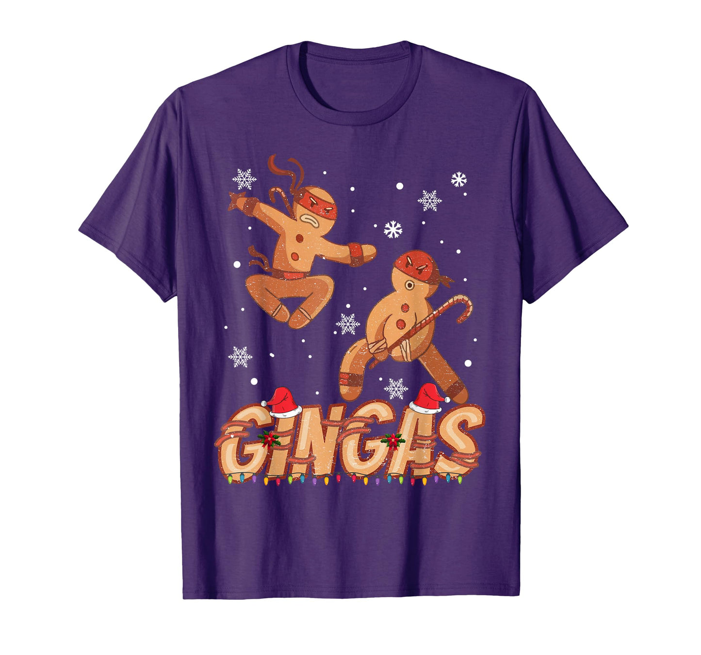 Gingas Ninja Gingerbread Karate Tees Unisex-Adult T-Shirt Black Small Short Sleeve Winter Graphic Design