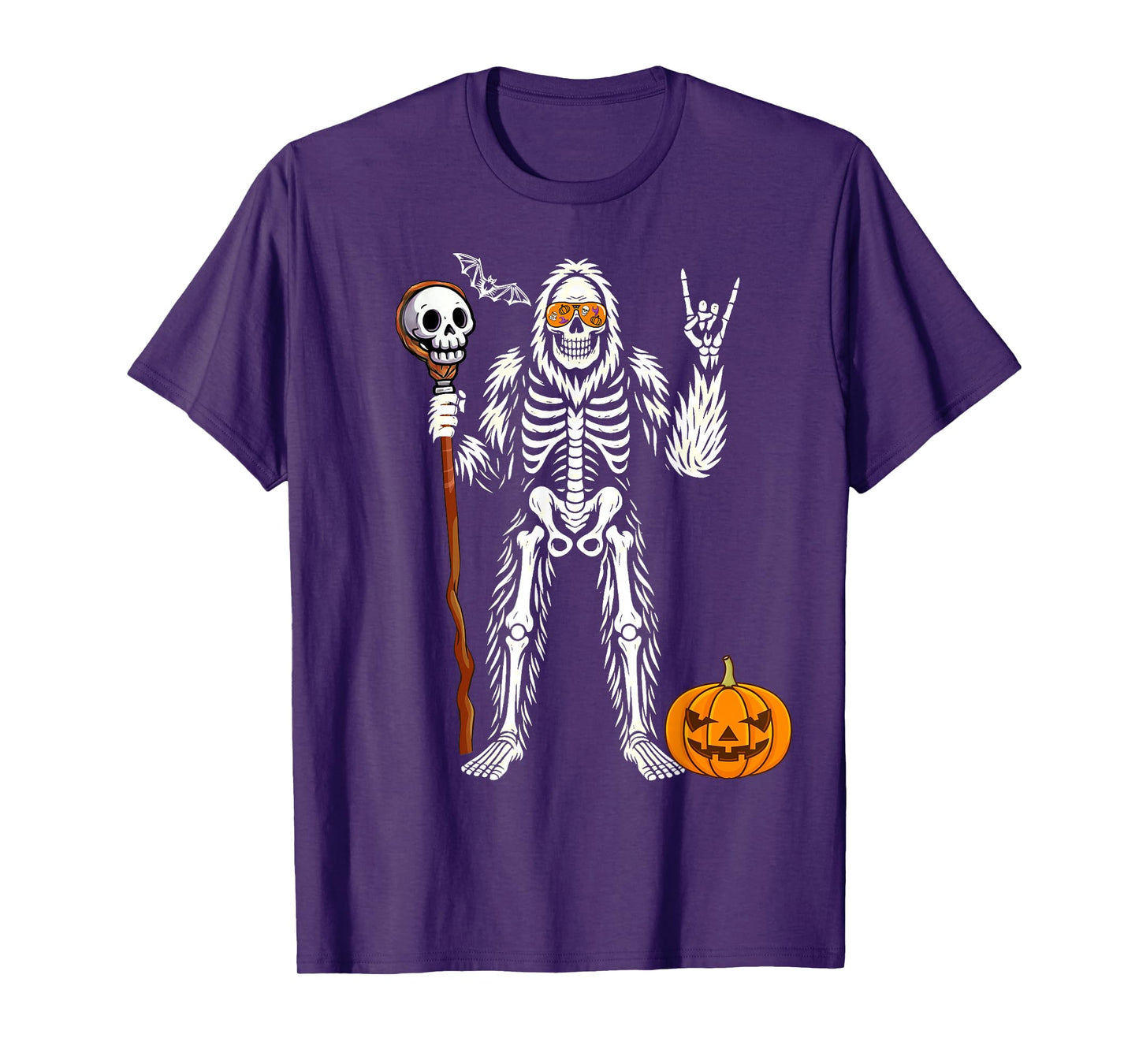 Halloween Skeleton Bigfoot Rock Pumpkin Skull Men Boys T-Shirt