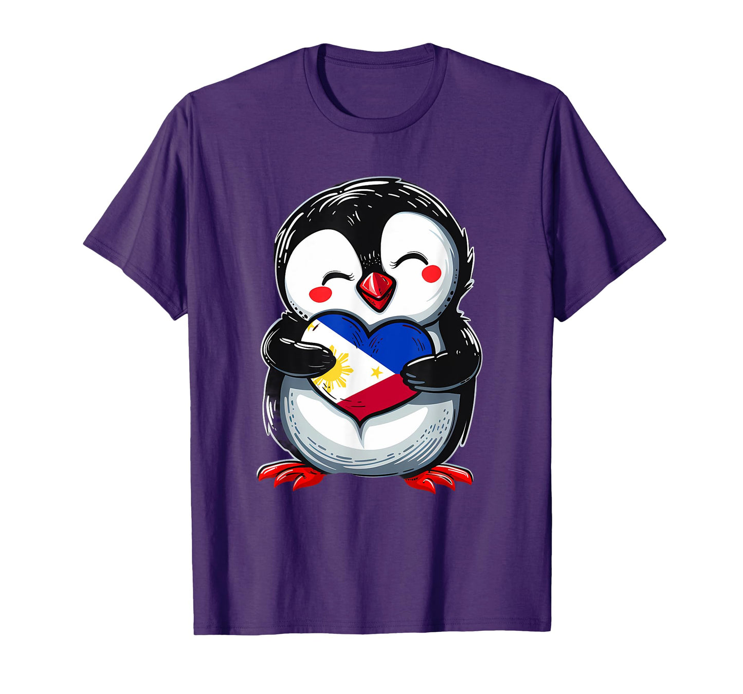 Philippines Flag Heart Penguin Filipino Pride Filipino Roots T-Shirt