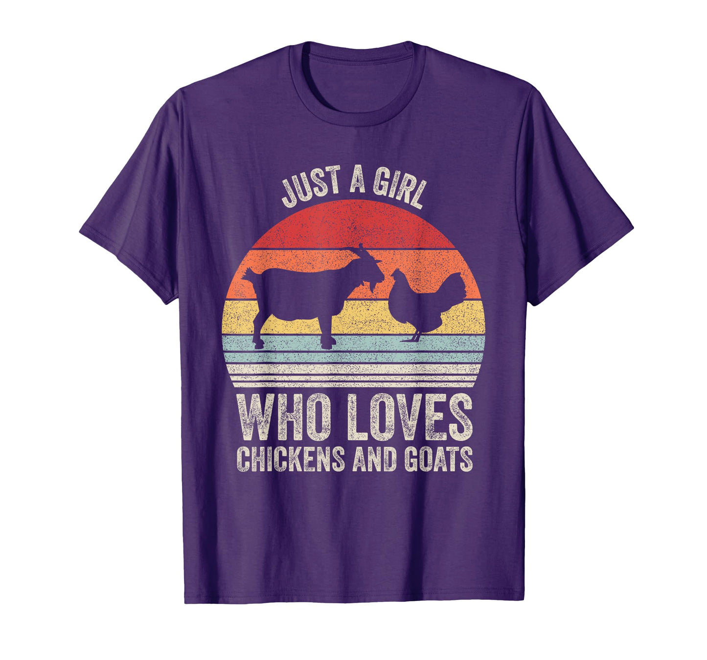 Retro Just A Girl Who Loves Chickens And Goats Farmer Girl T-Shirt