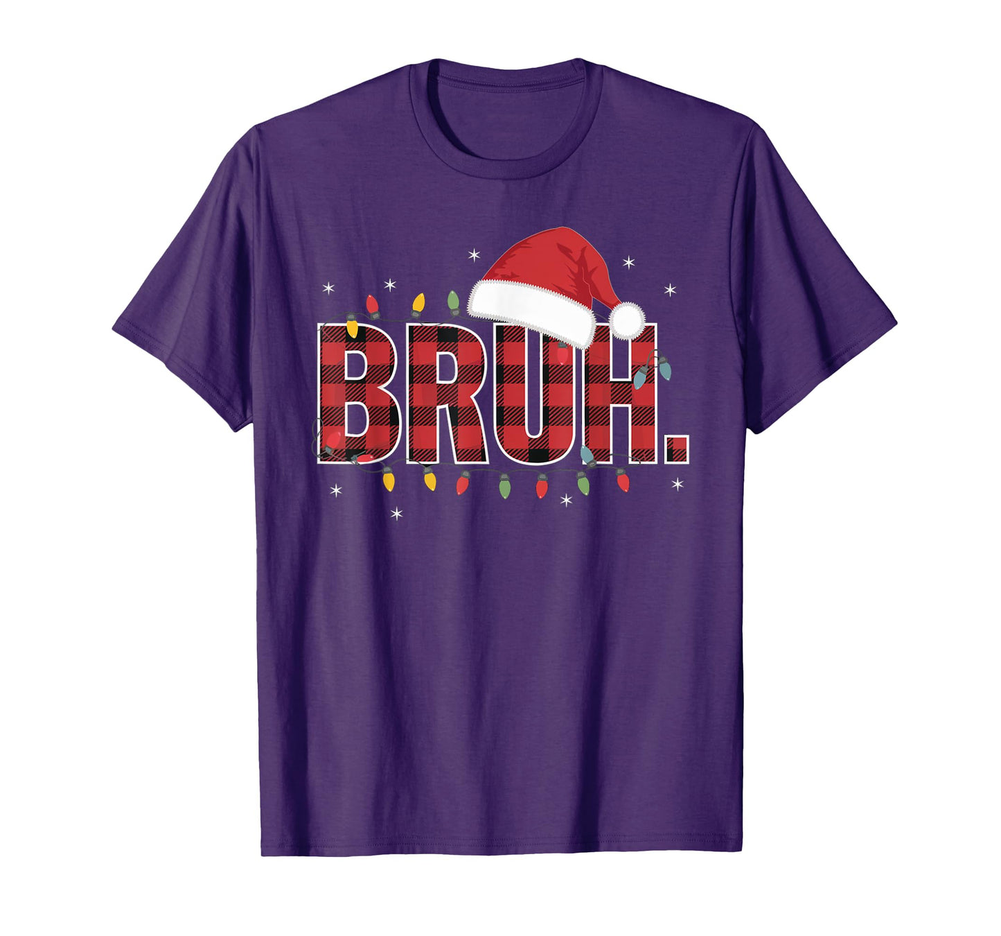 Bruh Funny Christmas Plaid Teens Boys Kids Xmas Pajamas T-Shirt