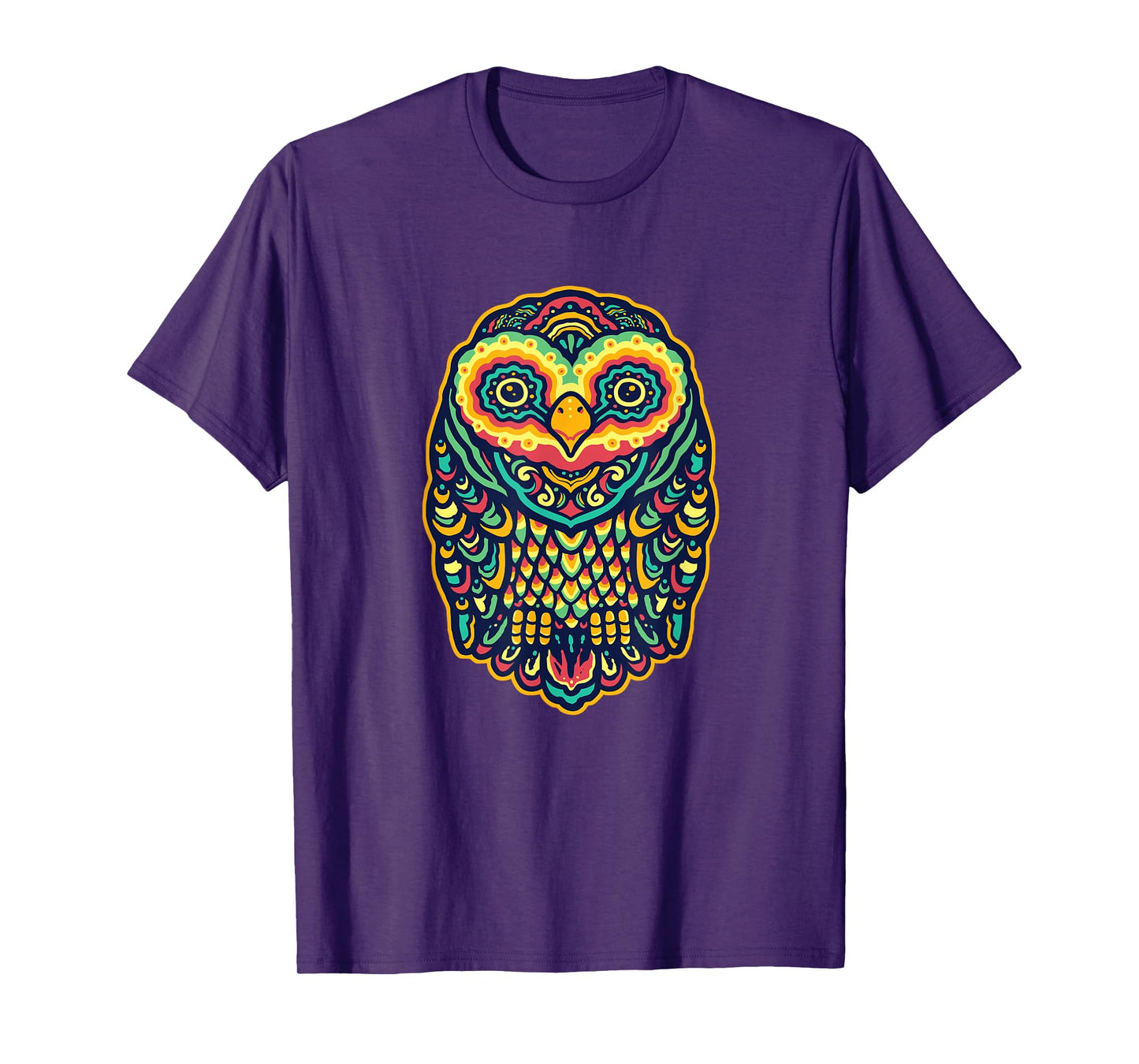 Psychedelic Owl Art Trippy Colors Colorful Rave Party Bird T-Shirt