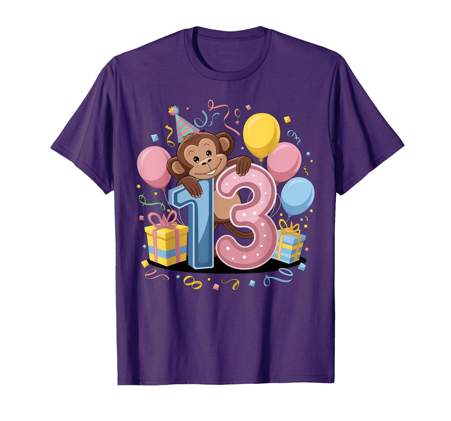 Monkey 13th birthday boy girl 13 years old thirteenth Monkey T-Shirt