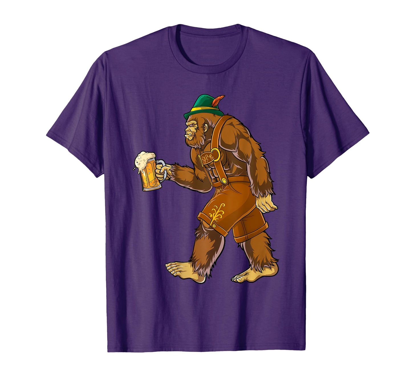 German Bigfoot Lederhosen Funny Oktoberfest Men Prost T-Shirt