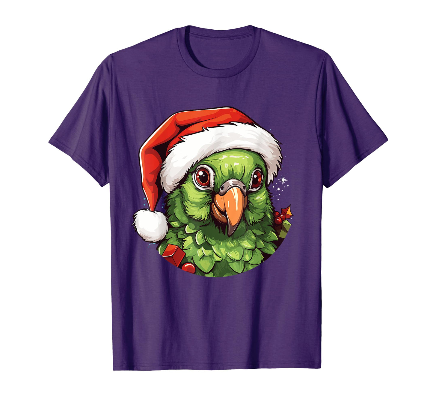 Funny Green Cheek Conure Santa Hat Christmas Parrot Bird T-Shirt